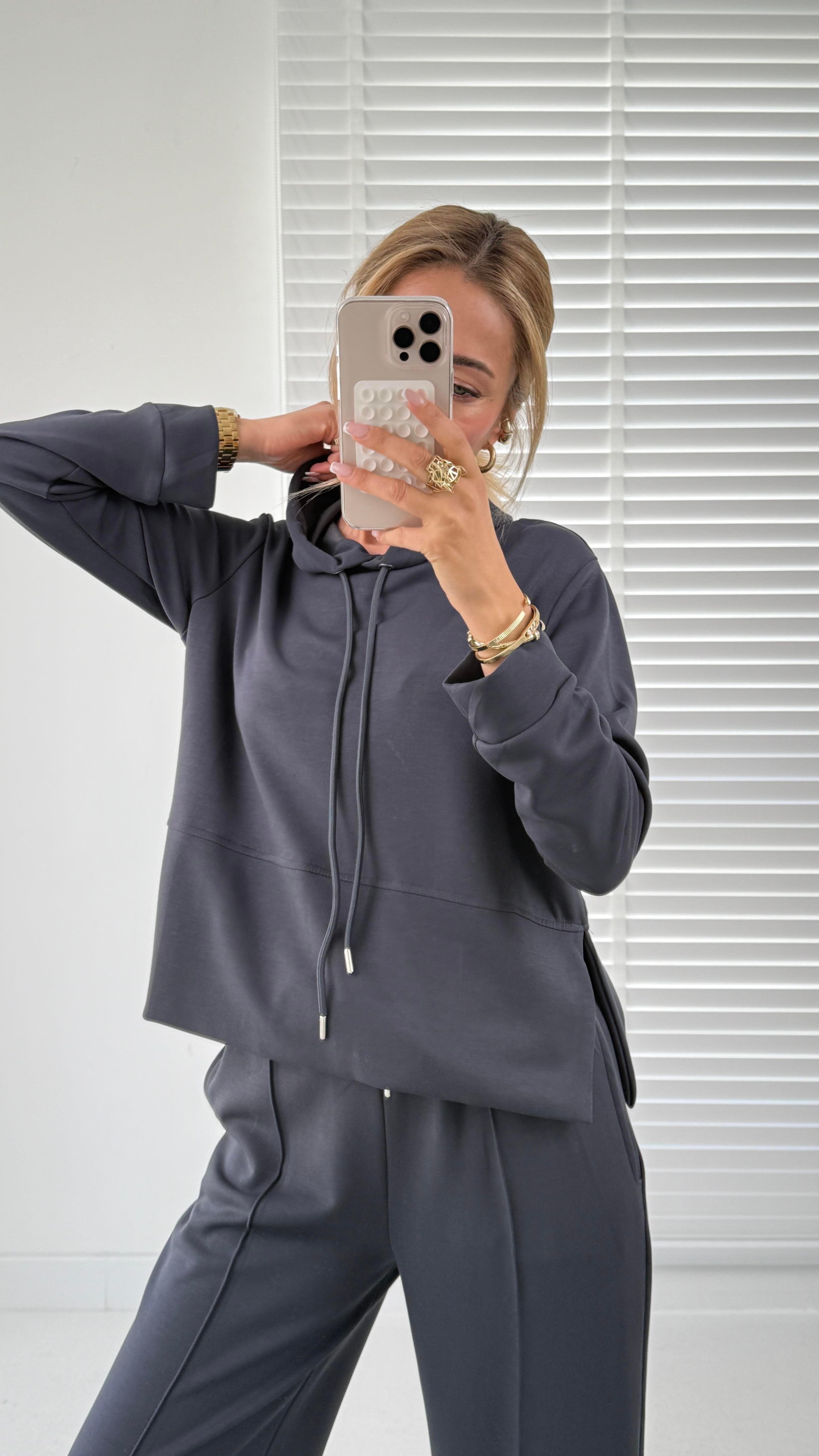 Kapüşonlu Modal Füme Eşofman Takımı SPOR TAKIMLAR