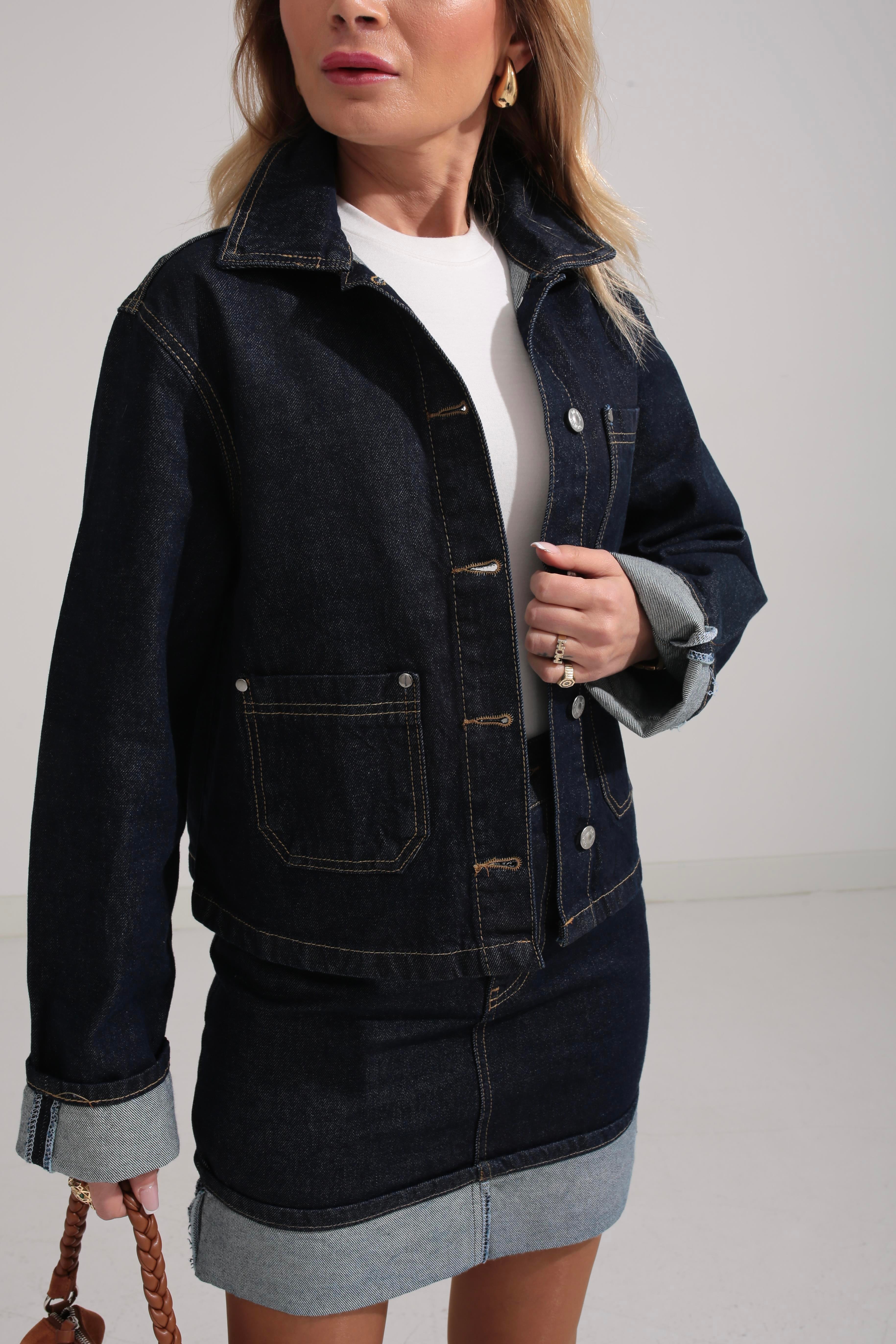Katlama Detay Etekli Denim Takım TAKIM