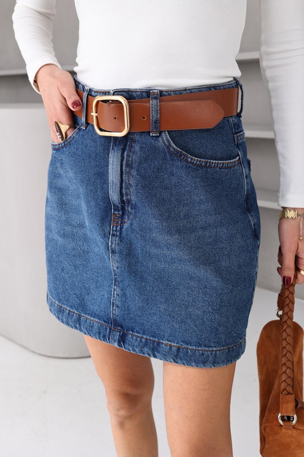 Kendinden Kemerli Mini Denim Etek ETEK | NO33
