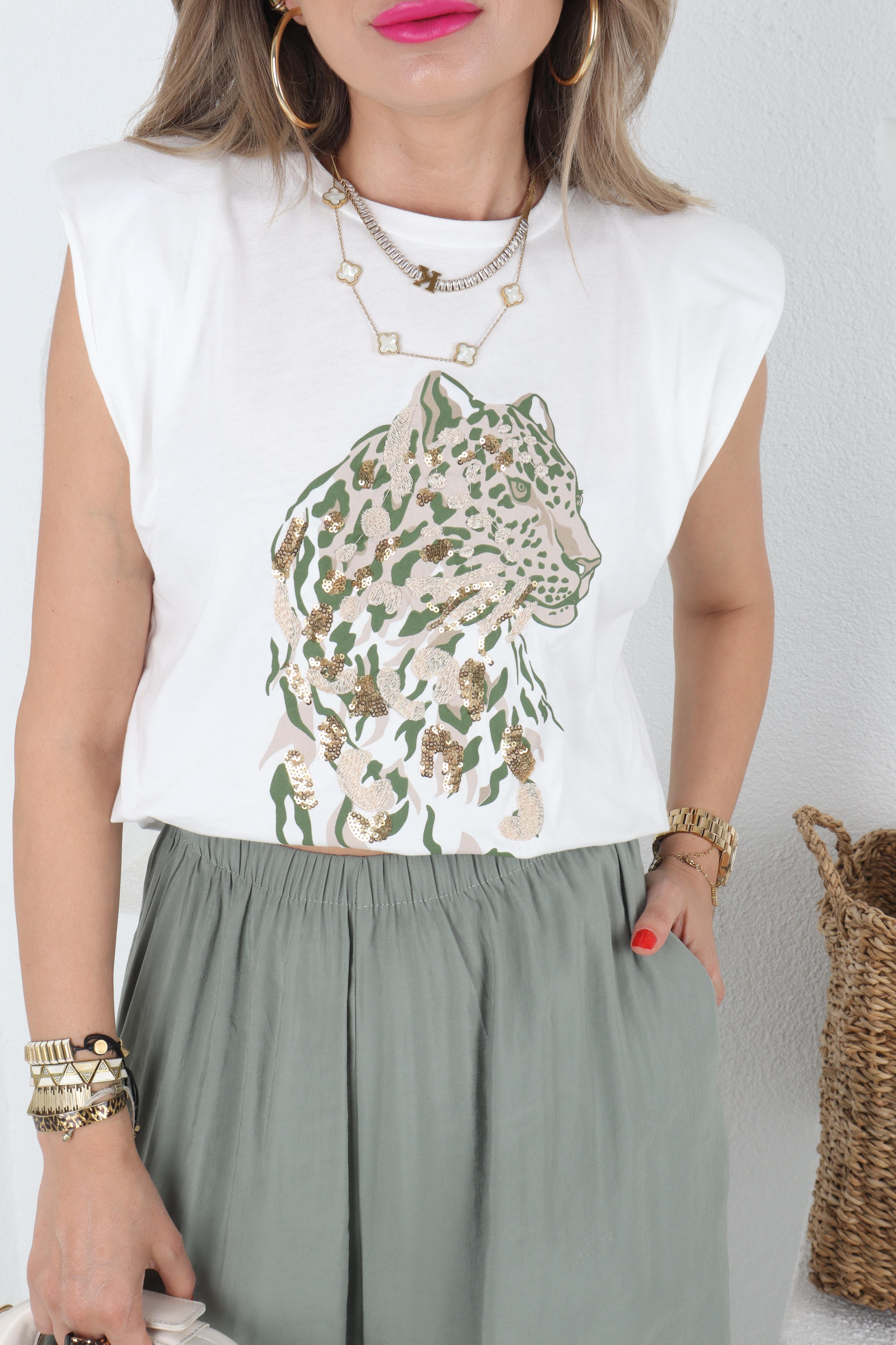 Kolsuz Vatkalı Pul İşli Tshirt T-SHİRT