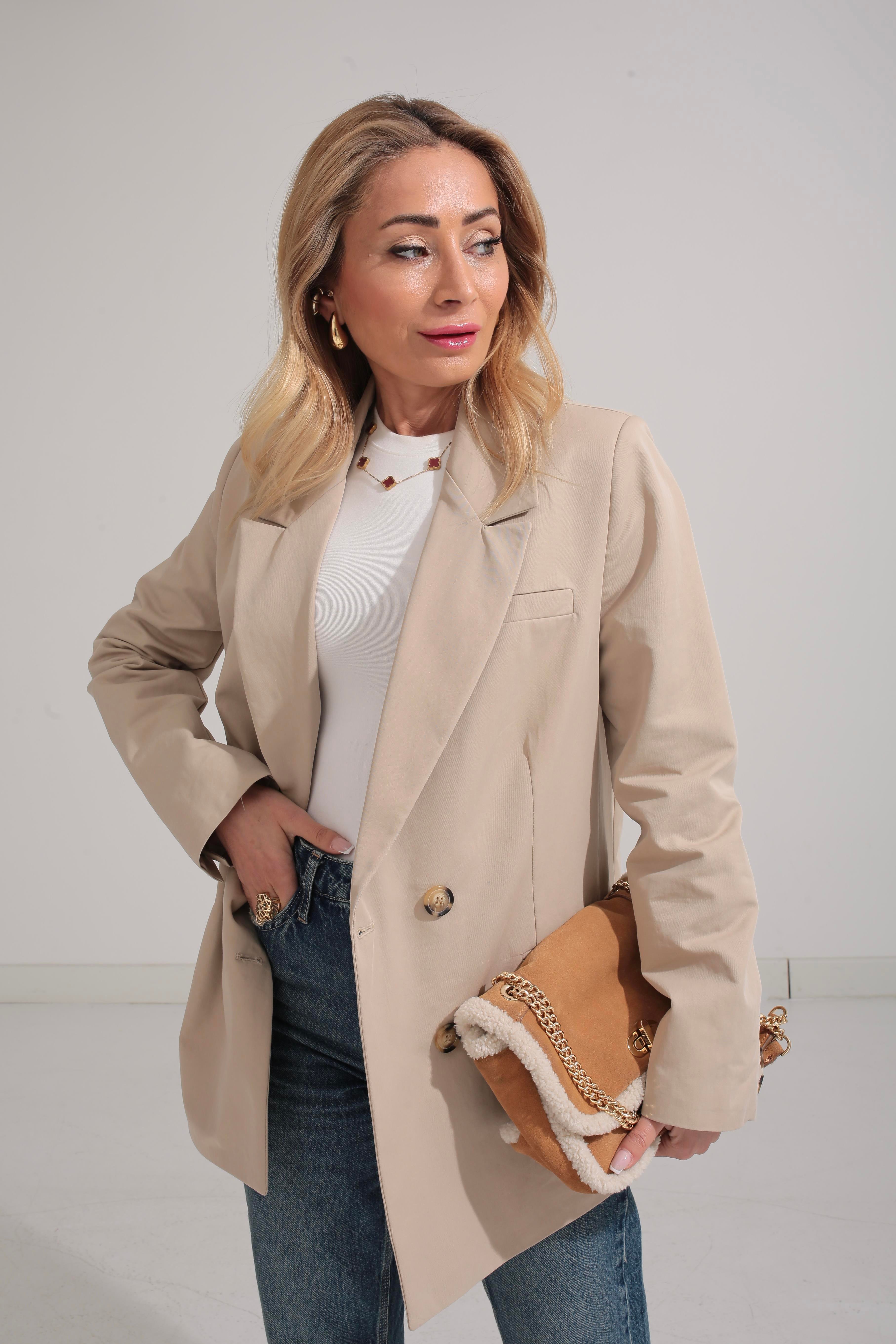 Larimar Oversize Taş Kruvaze Ceket CEKET