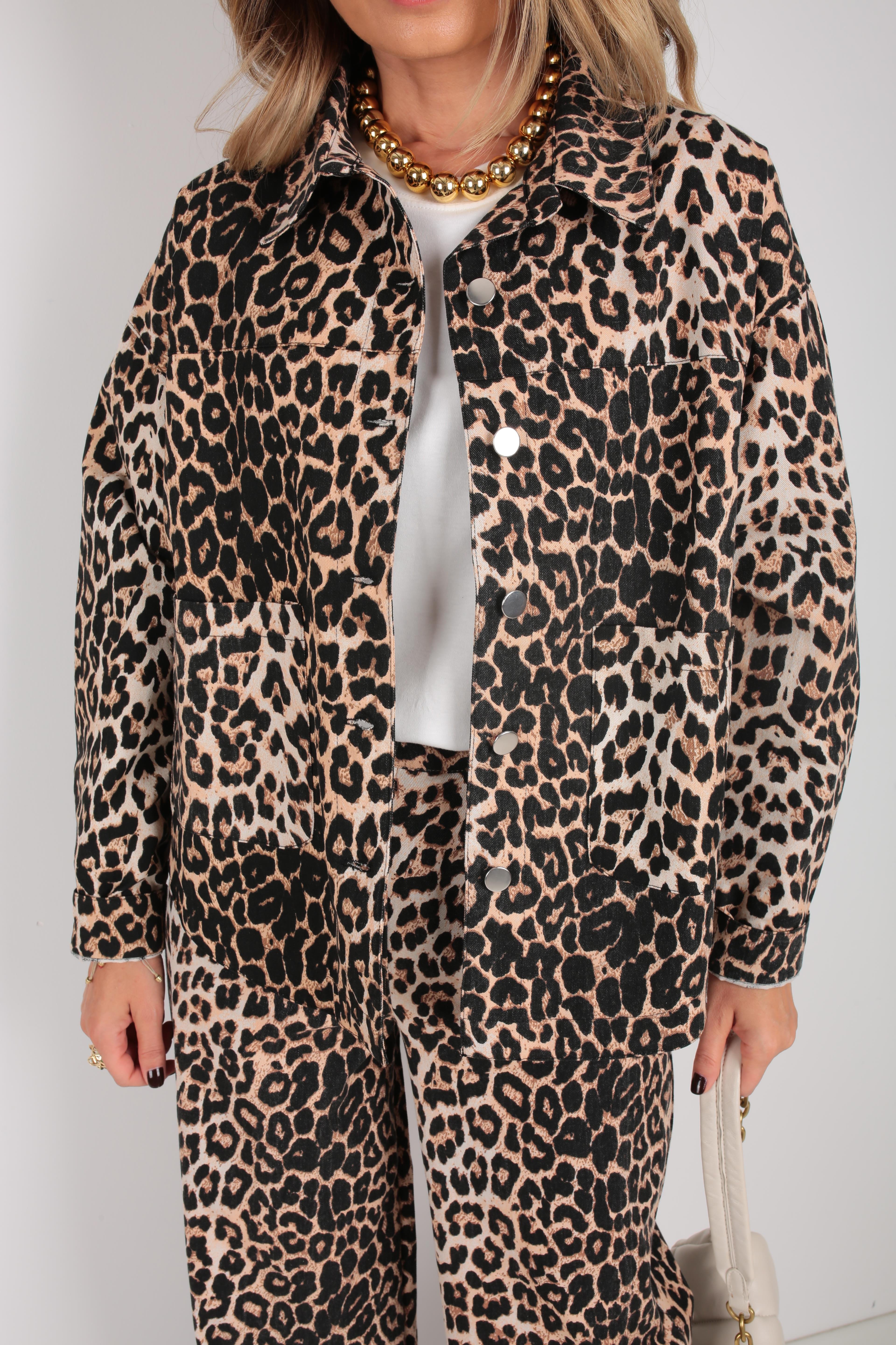 Leopar Baskılı Denim Takım TAKIM