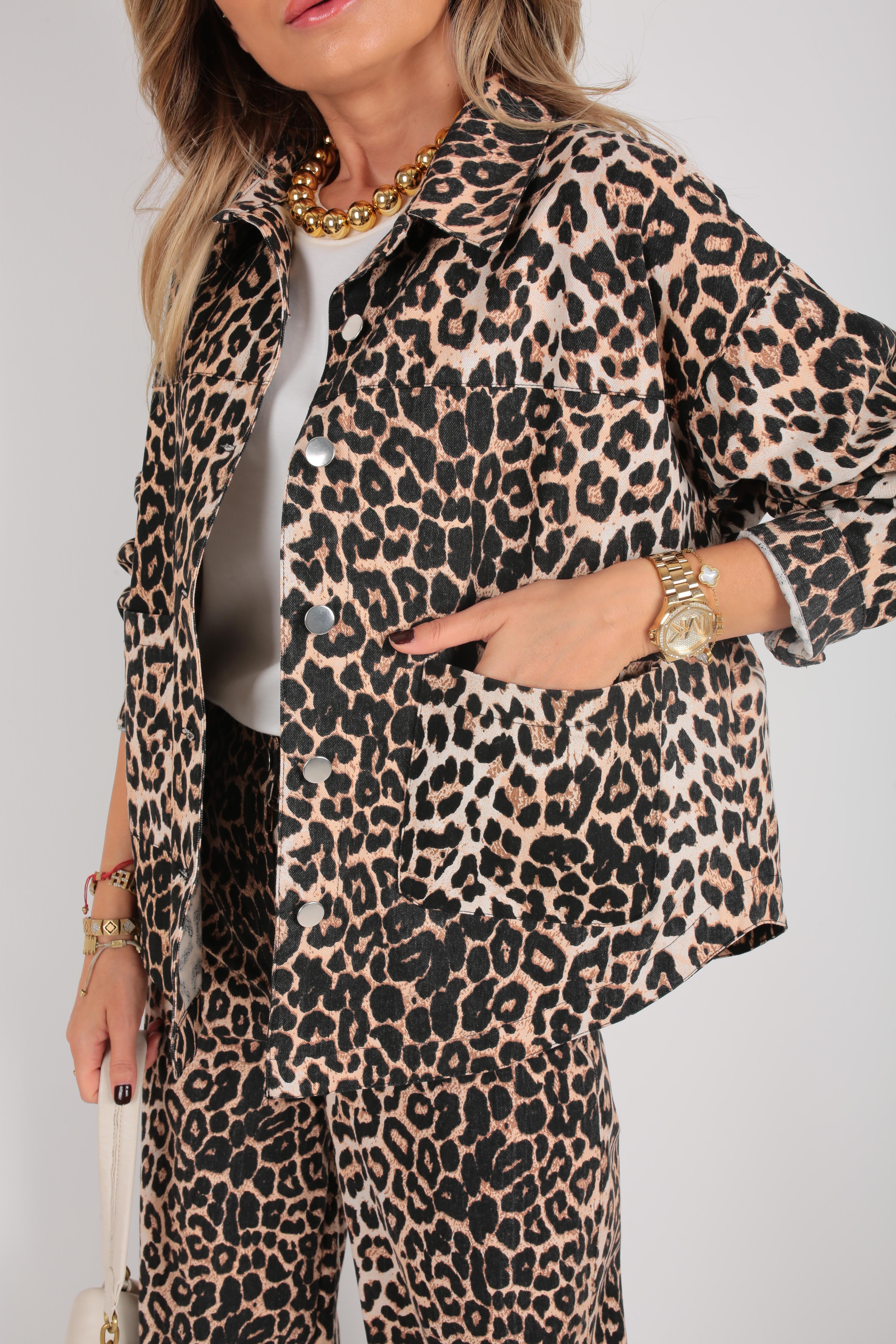 Leopar Baskılı Denim Takım TAKIM
