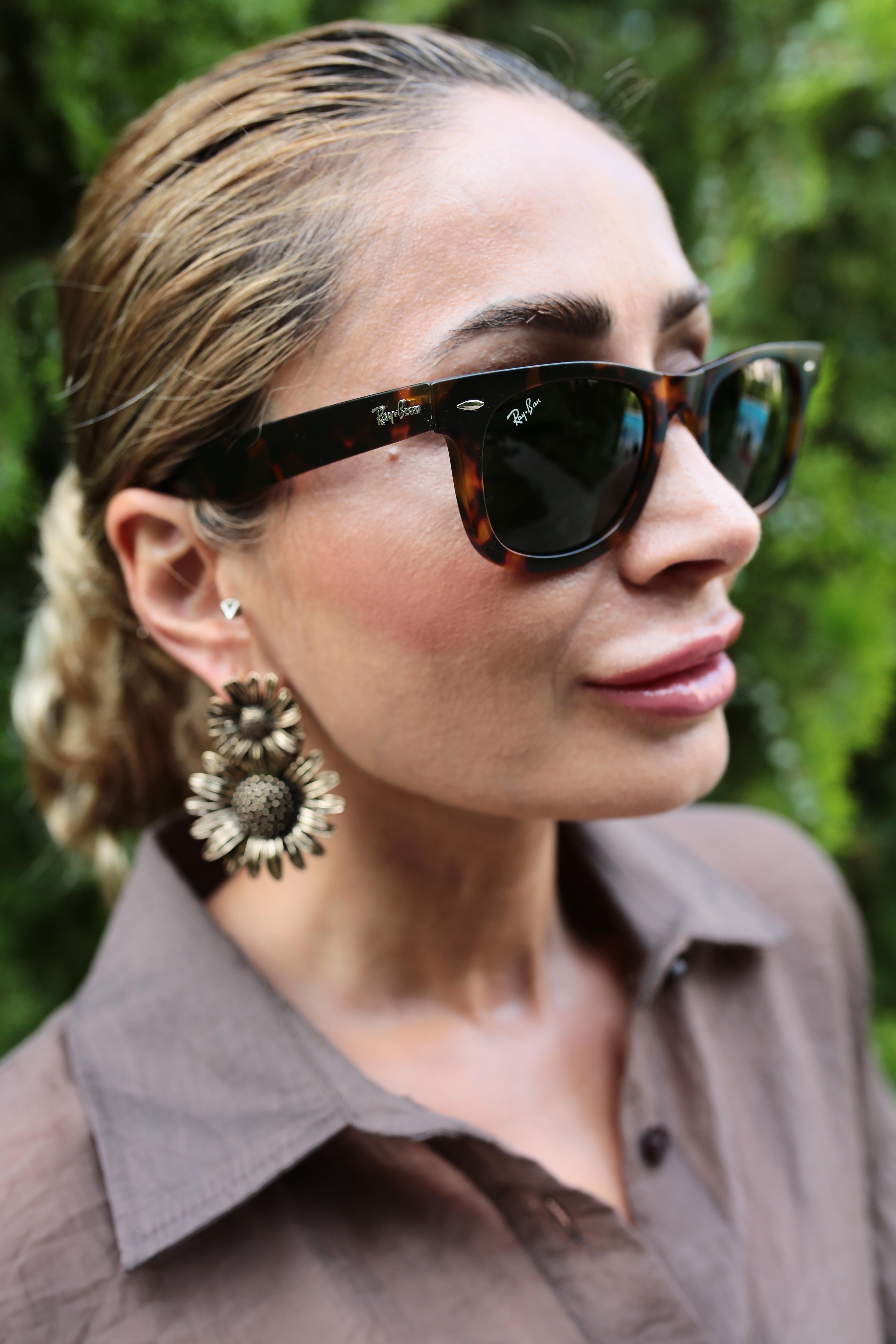 Leopar Desen Kemik Çerçeve Siyah Gözlük GÜNEŞ GÖZLÜĞÜ | NO33