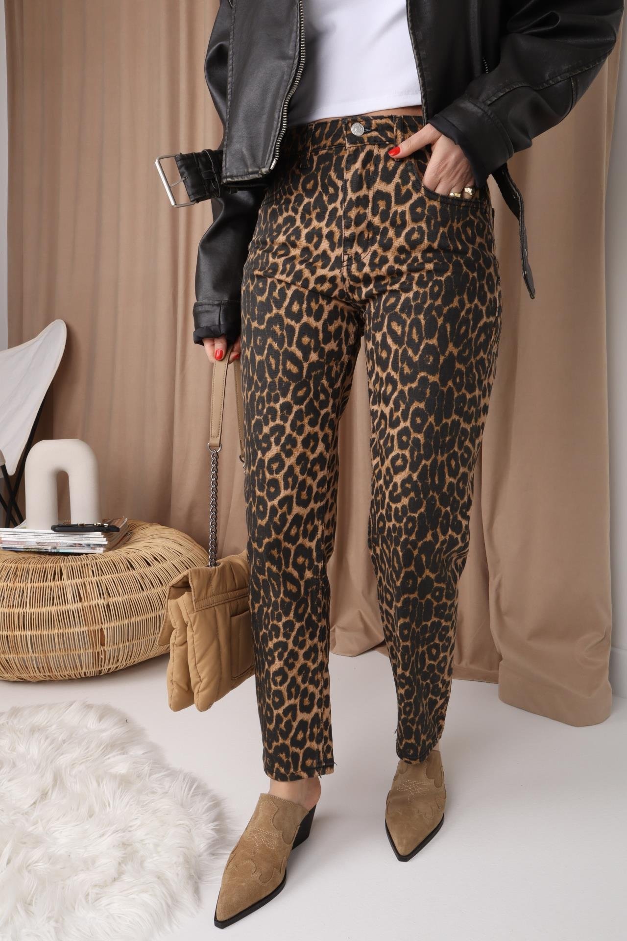 Leopar Desen Mom Jean JEAN