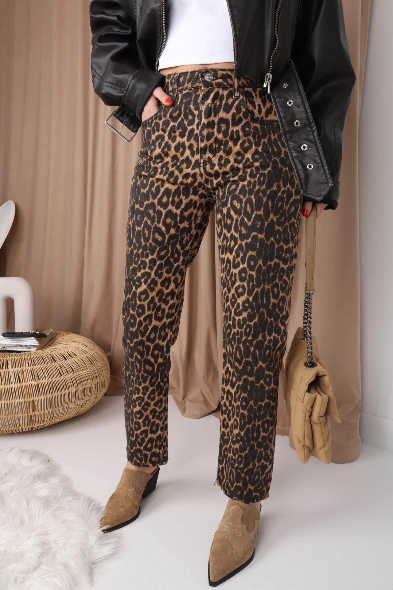 Leopar Desen Mom Jean JEAN