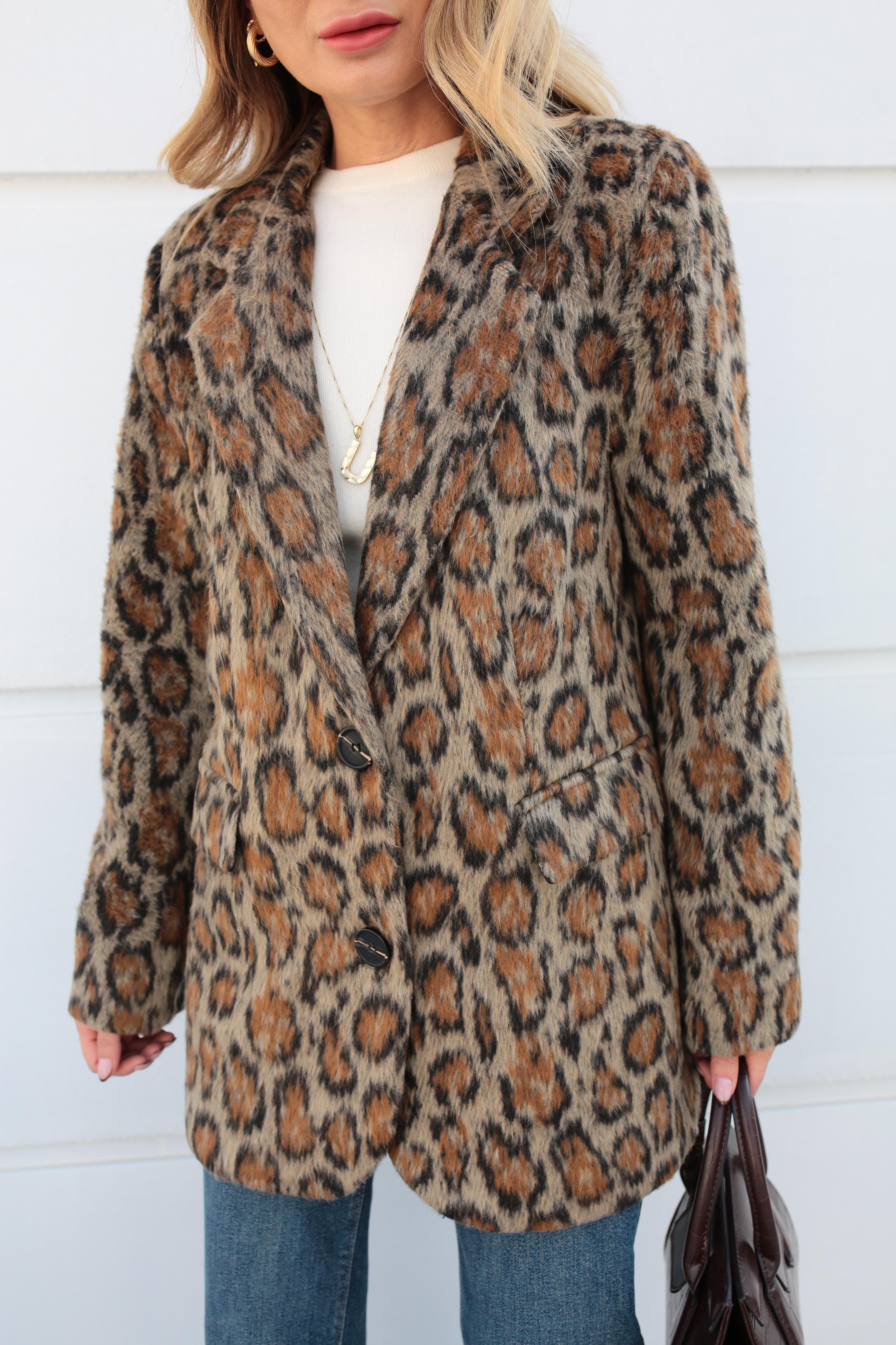 Leopar Desen Tüylü Blazer Ceket CEKET