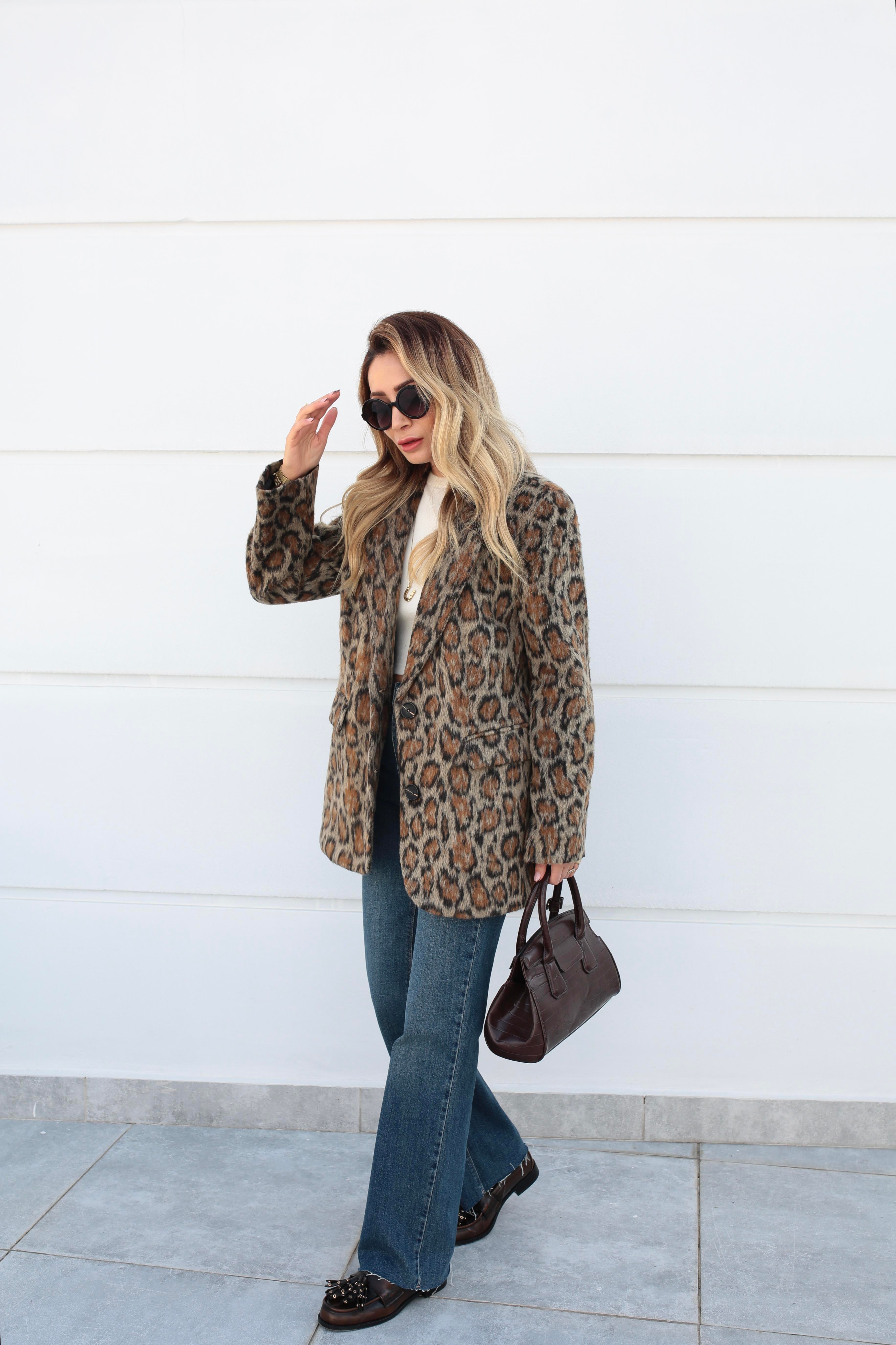 Leopar Desen Tüylü Blazer Ceket CEKET