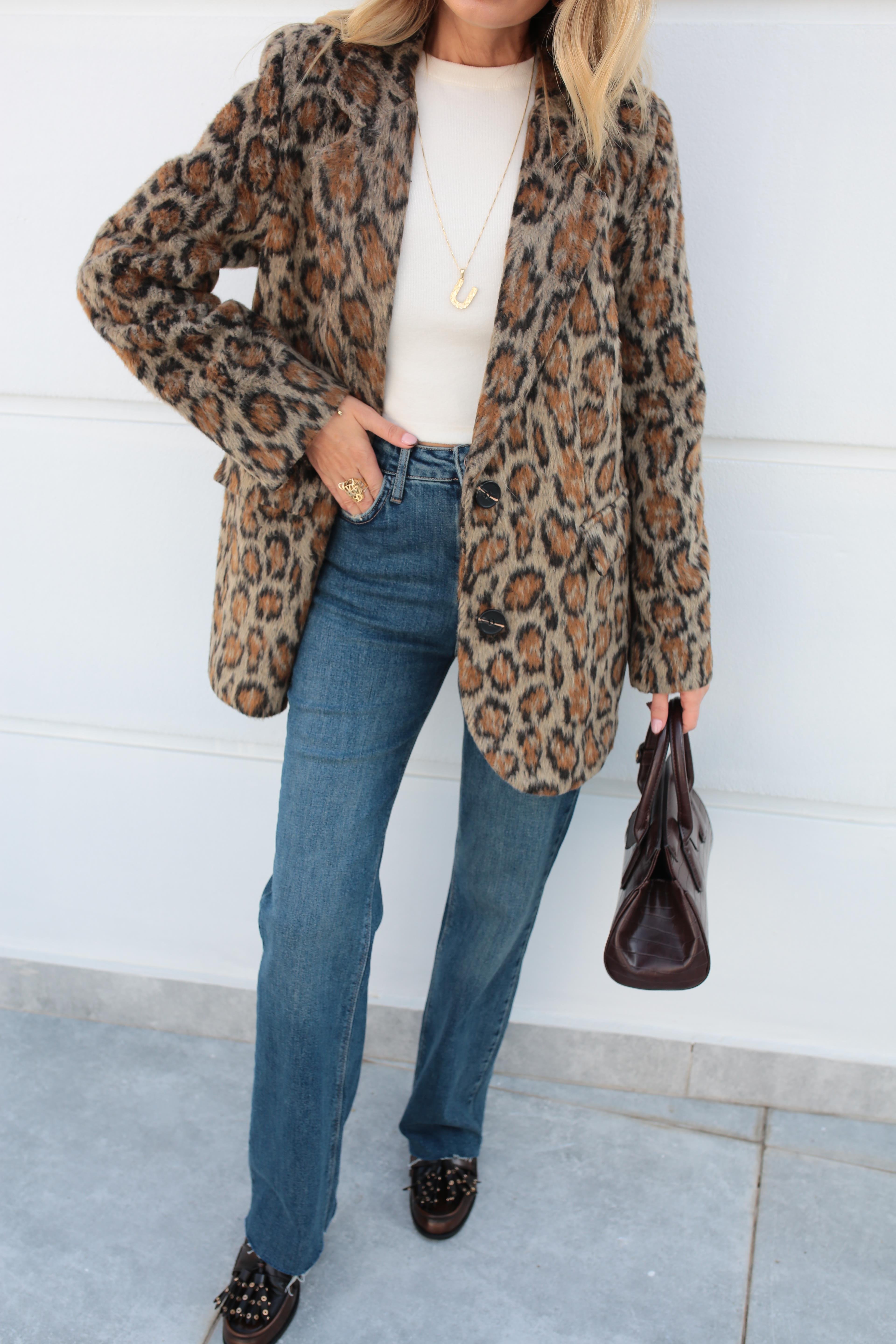 Leopar Desen Tüylü Blazer Ceket CEKET