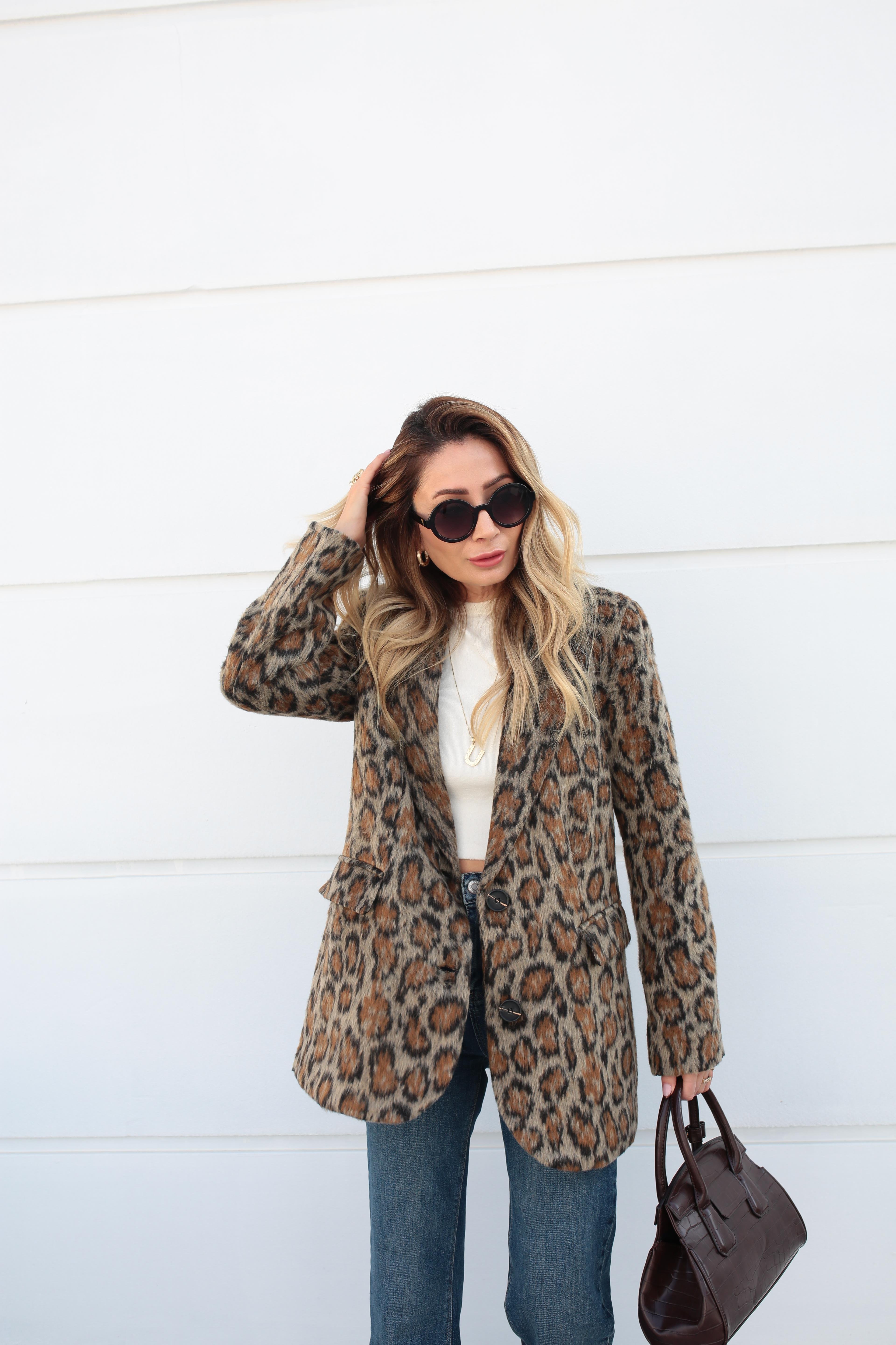 Leopar Desen Tüylü Blazer Ceket CEKET