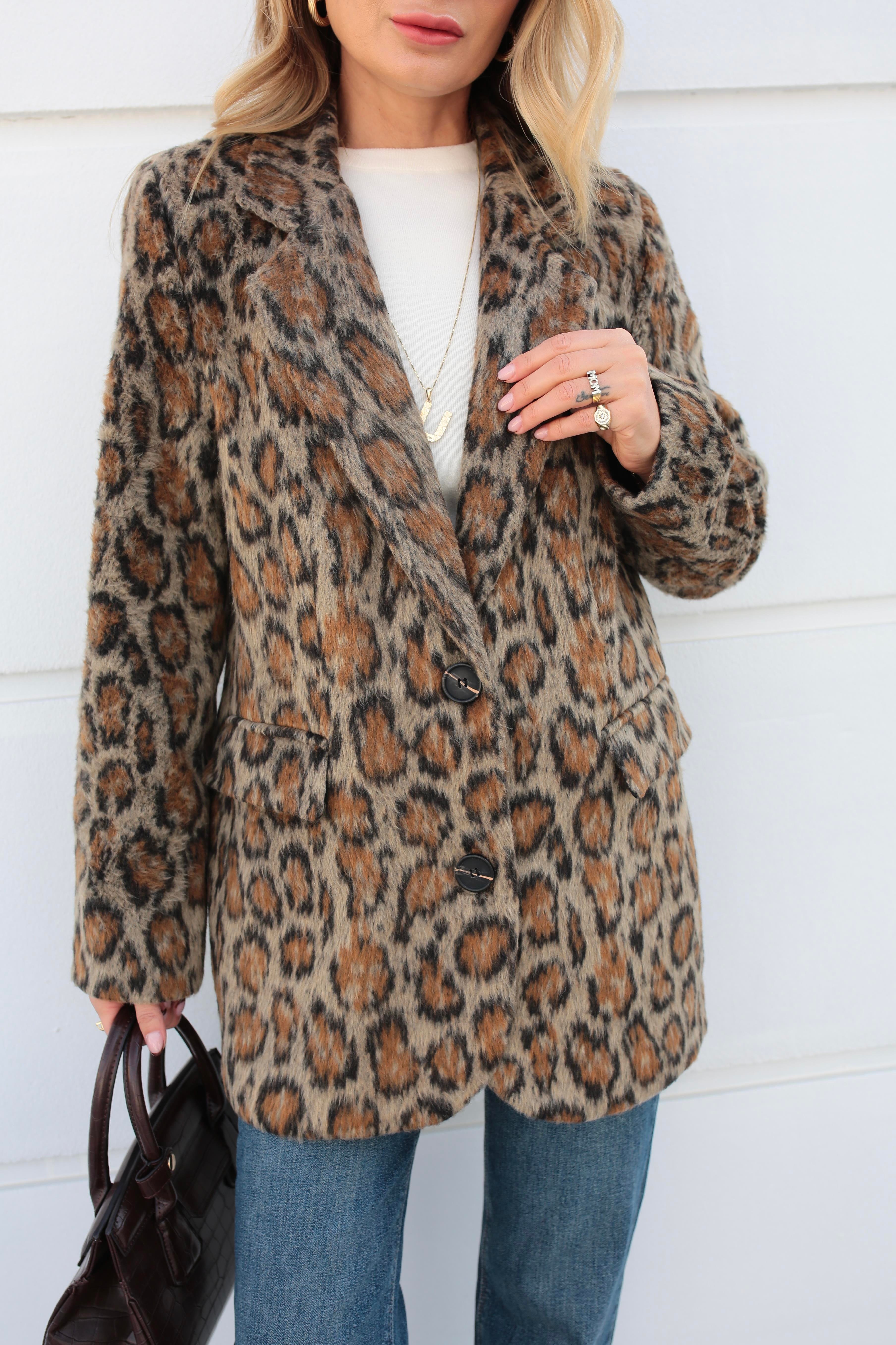 Leopar Desen Tüylü Blazer Ceket CEKET