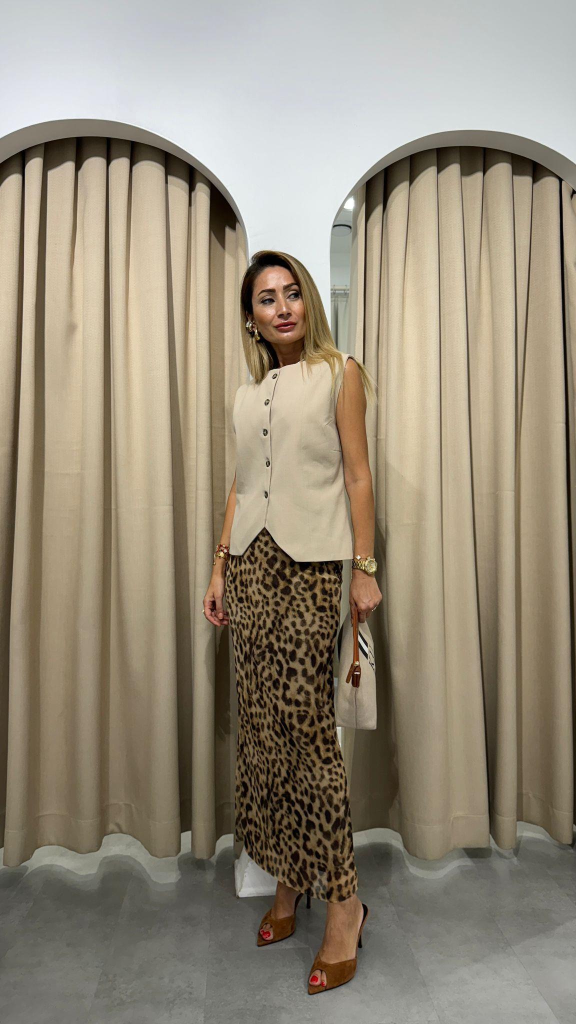 Leopar Desen Uzun Tül Etek ETEK