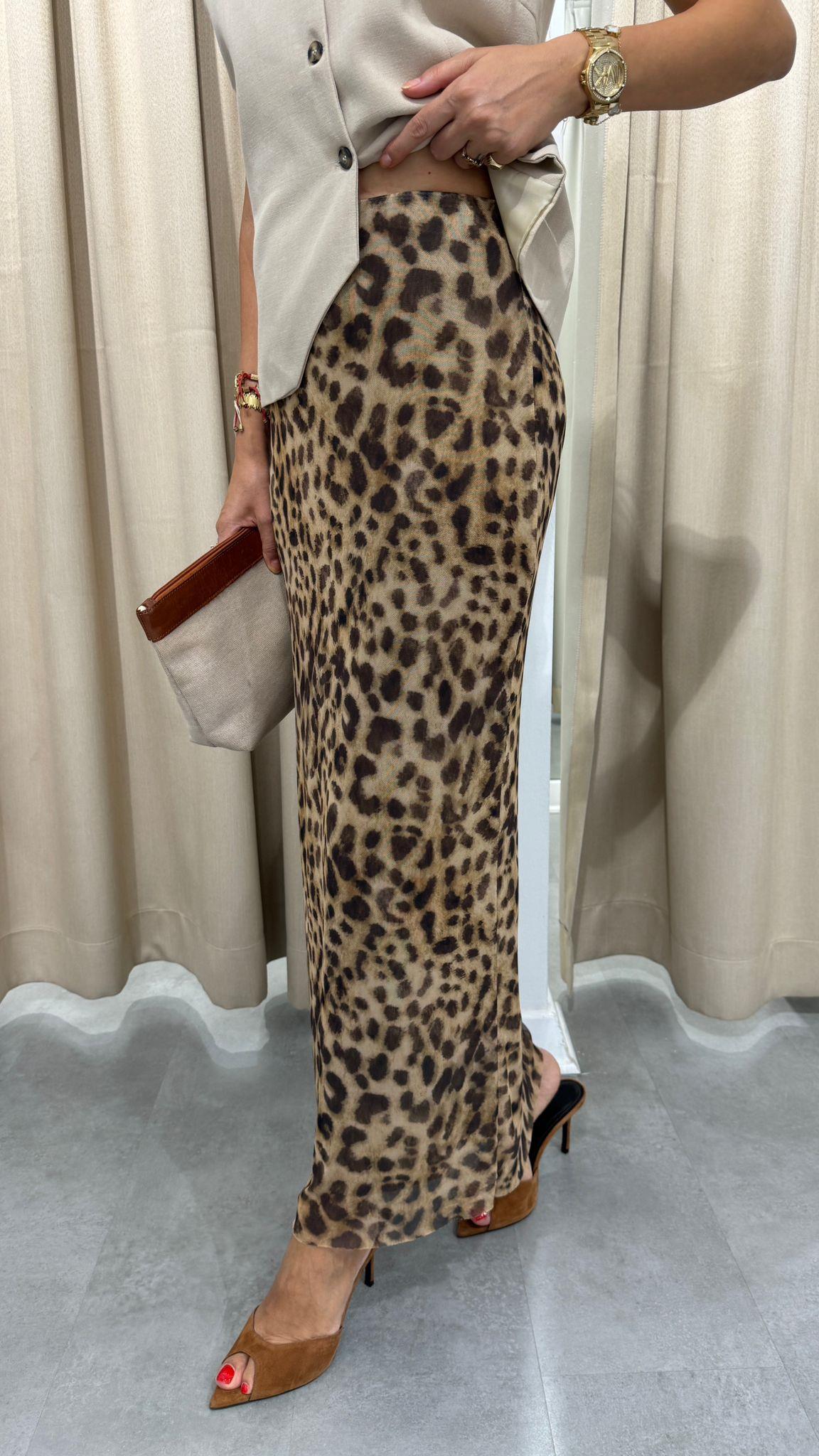 Leopar Desen Uzun Tül Etek ETEK