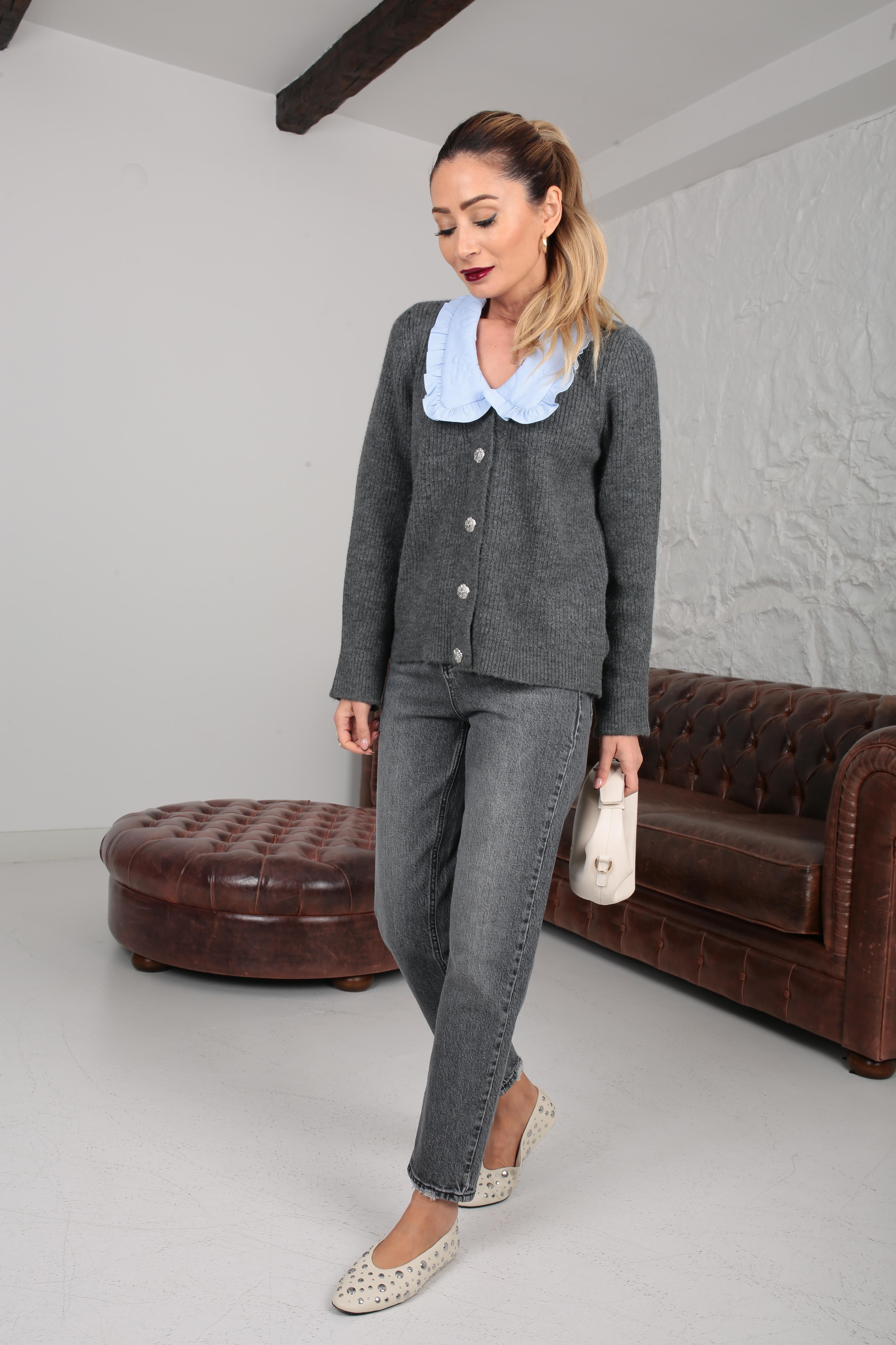 Mavi Bebe Yaka Füme Hırka HIRKA