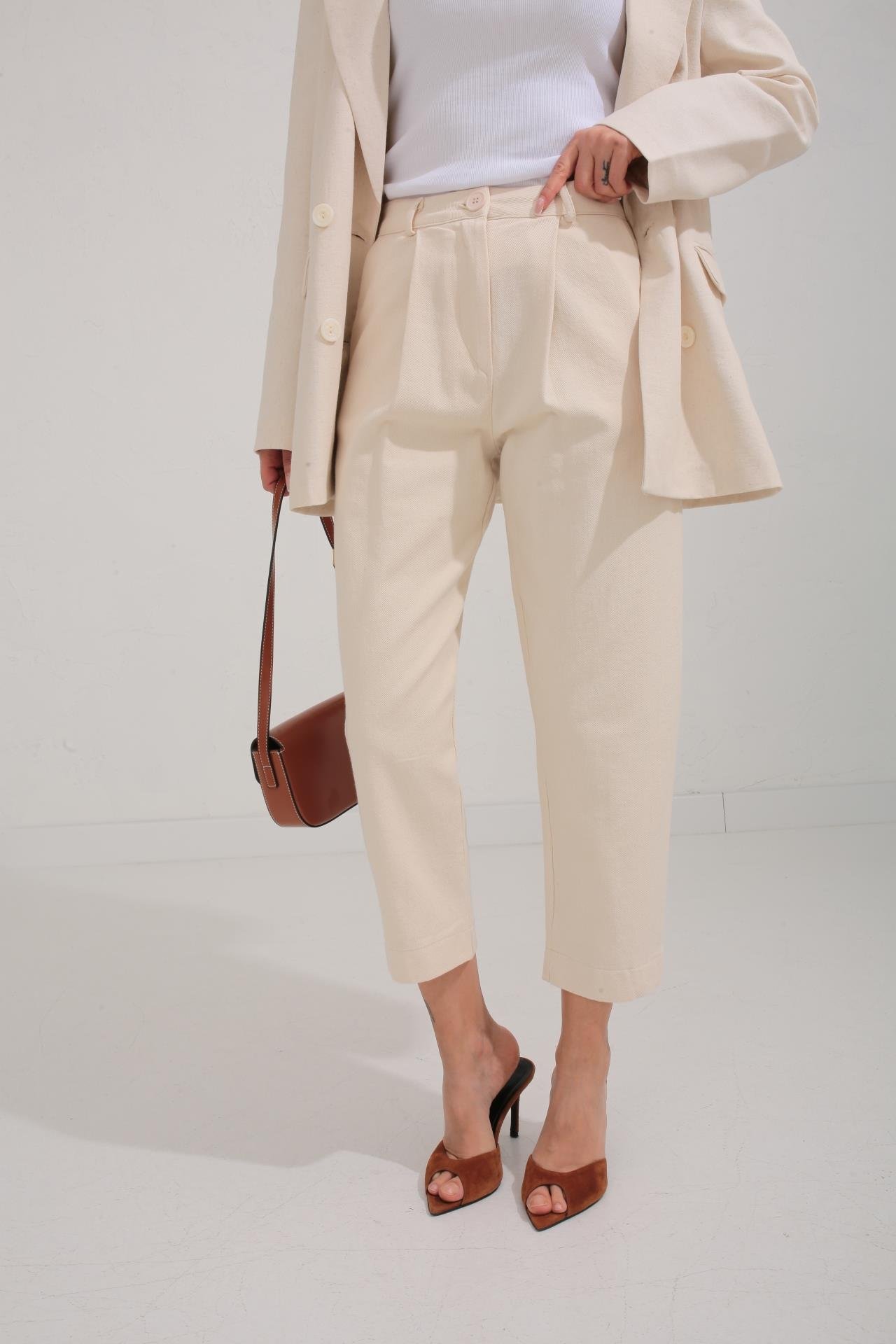 Naturel Kanvas Kumaş Havuç Pantolon PANTOLON