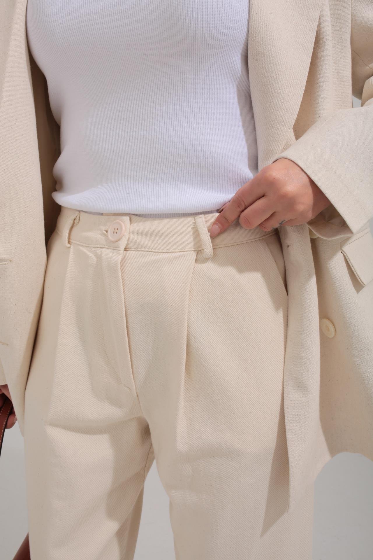 Naturel Kanvas Kumaş Havuç Pantolon PANTOLON