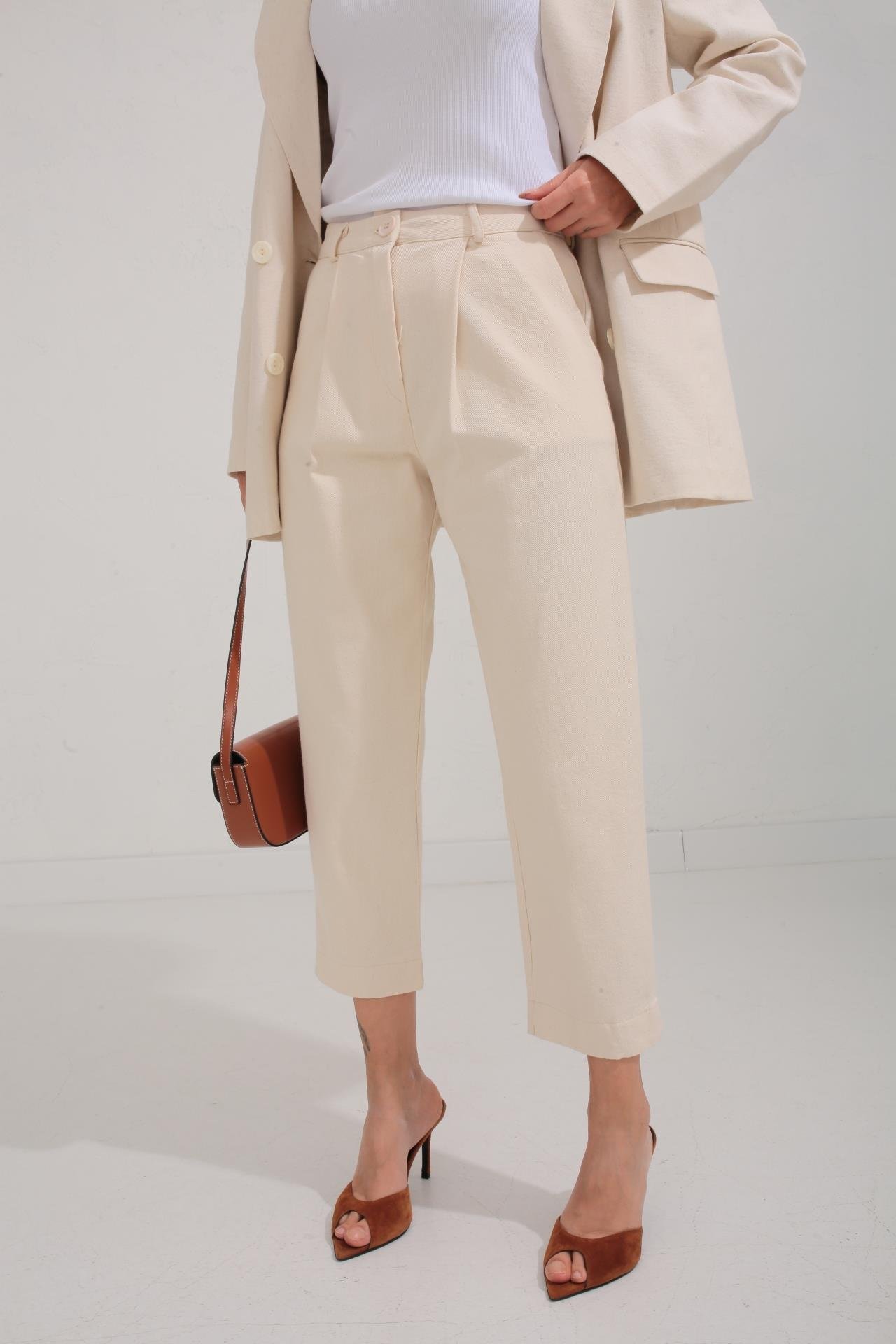 Naturel Kanvas Kumaş Havuç Pantolon PANTOLON