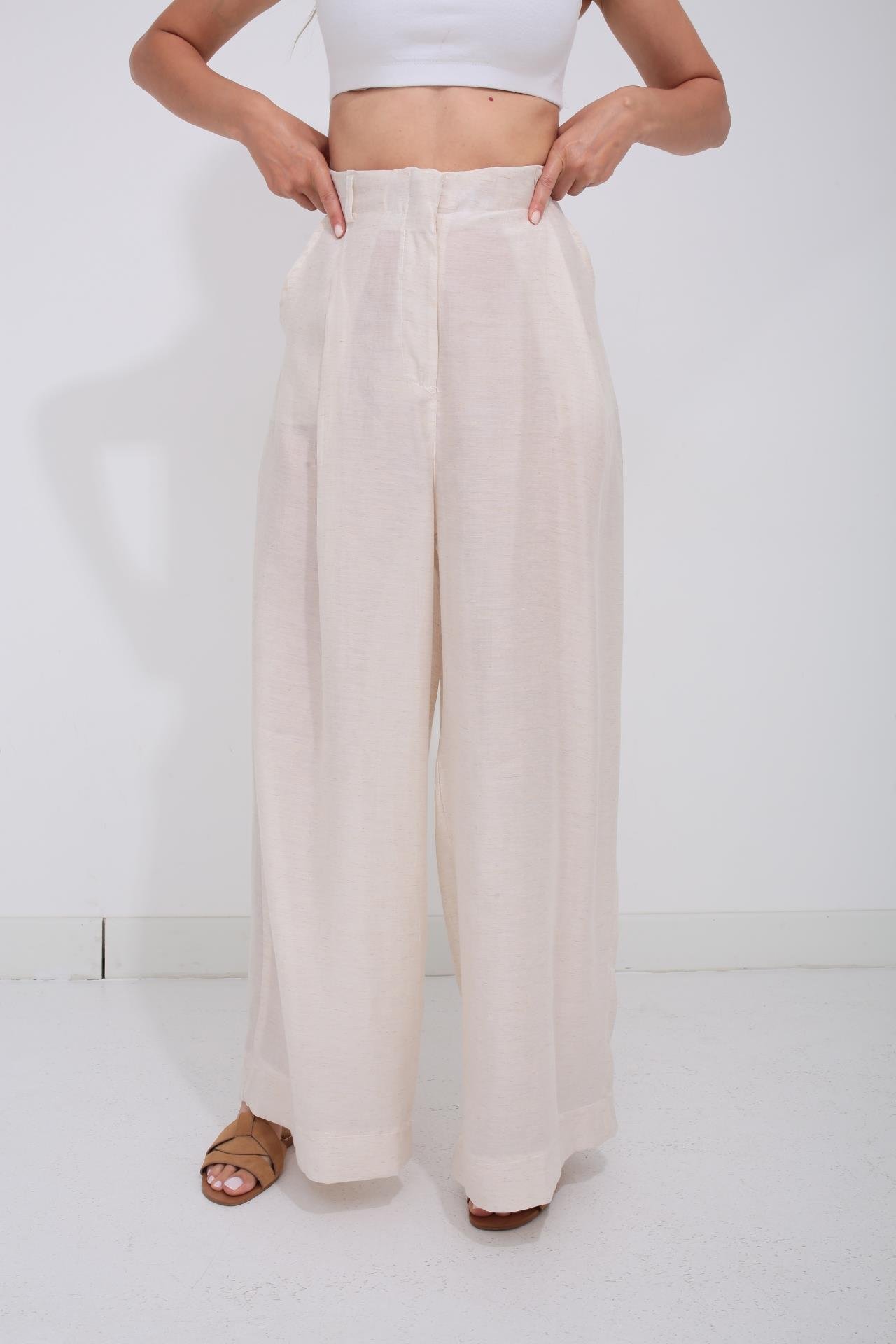 Naturel Tek Cep Gömlekli Palazzo Takım TAKIM | NO33