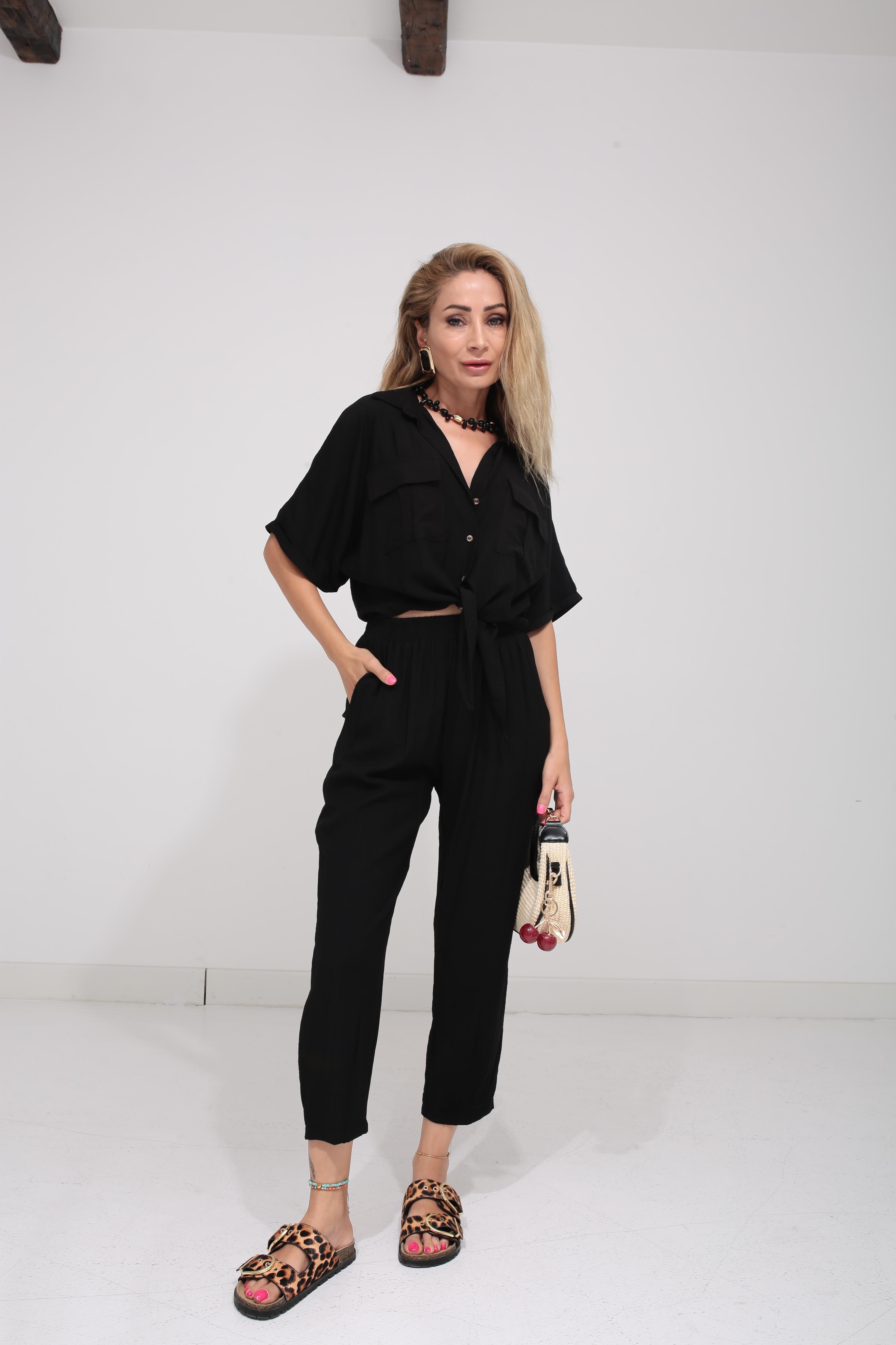 Önden Bağlamalı Sİyah Gömlek Takım TAKIM | NO33