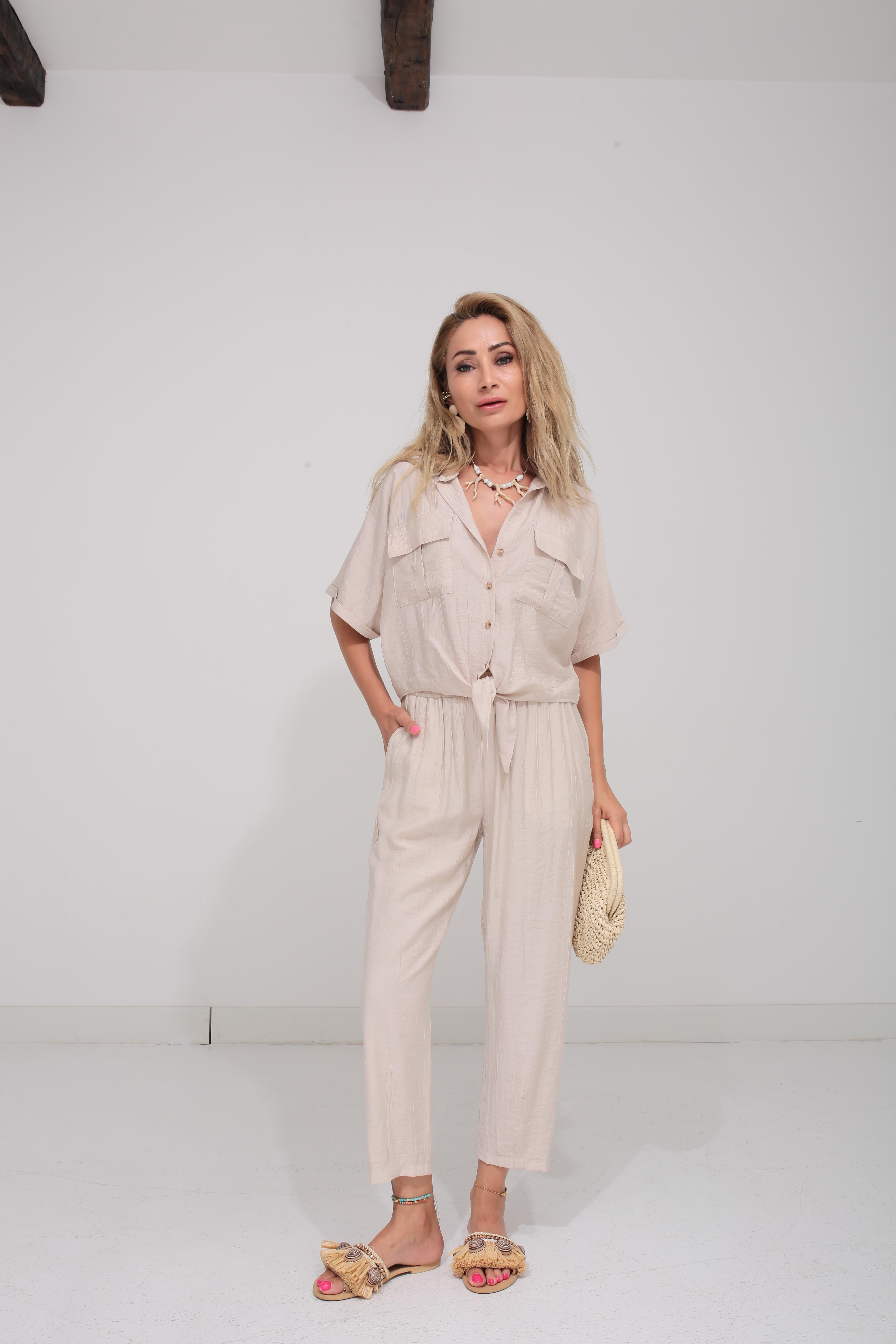 Önden Bağlamalı Taş Gömlek Takım TAKIM | NO33