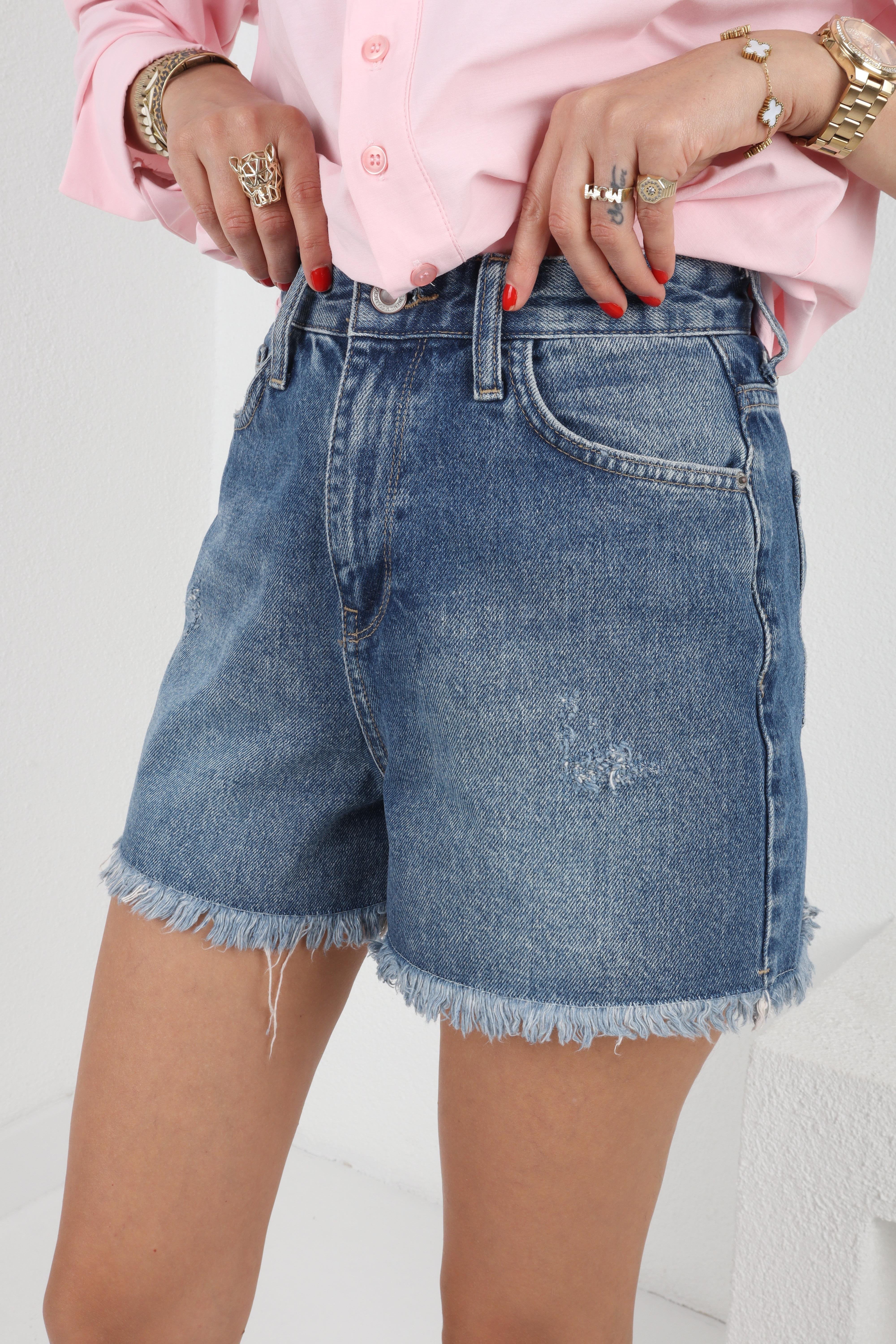 Paçası Püsküllü Denim Şort(1294) ŞORT