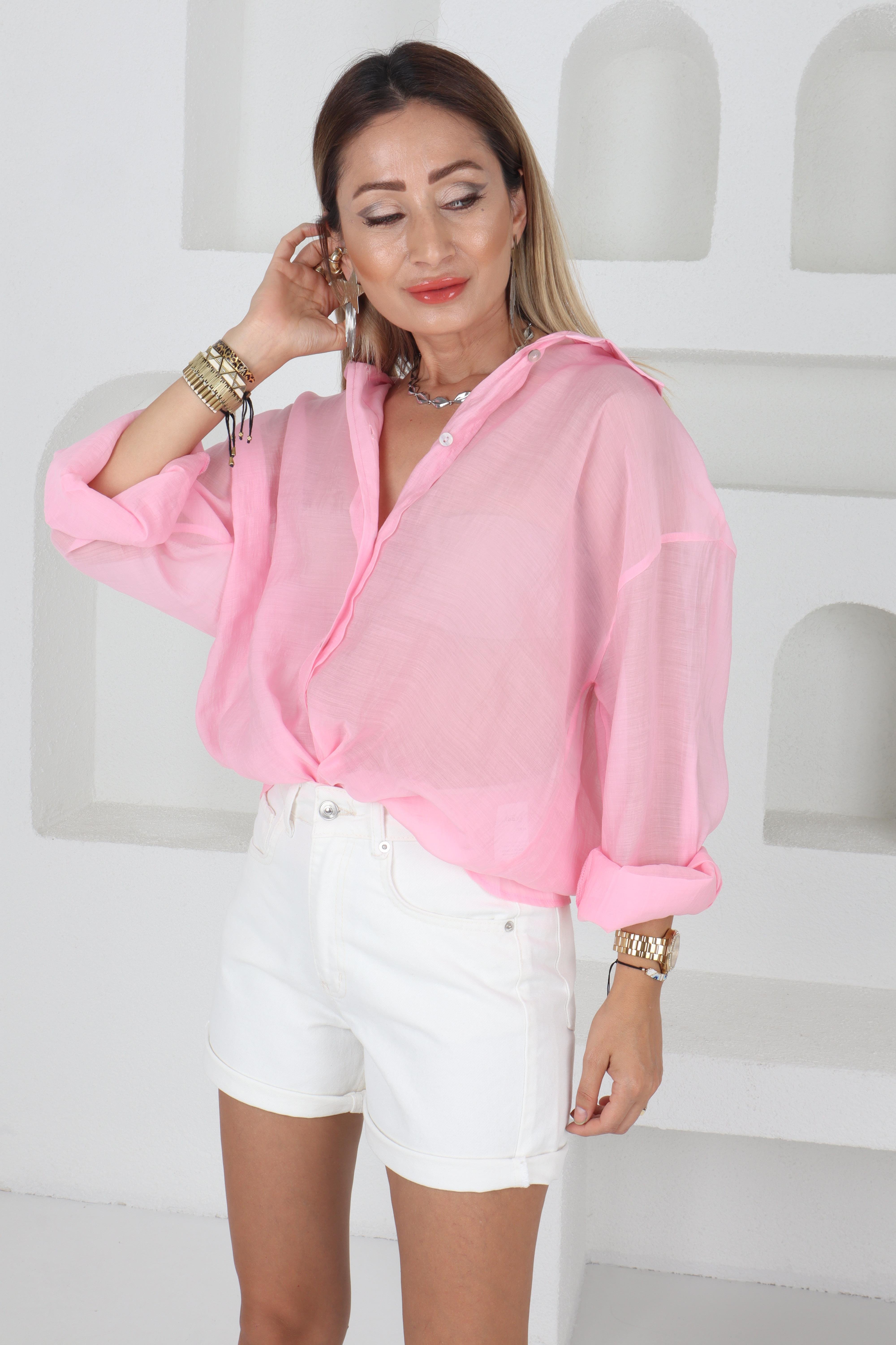 Pembe İpeksi Oversize Gömlek GÖMLEK