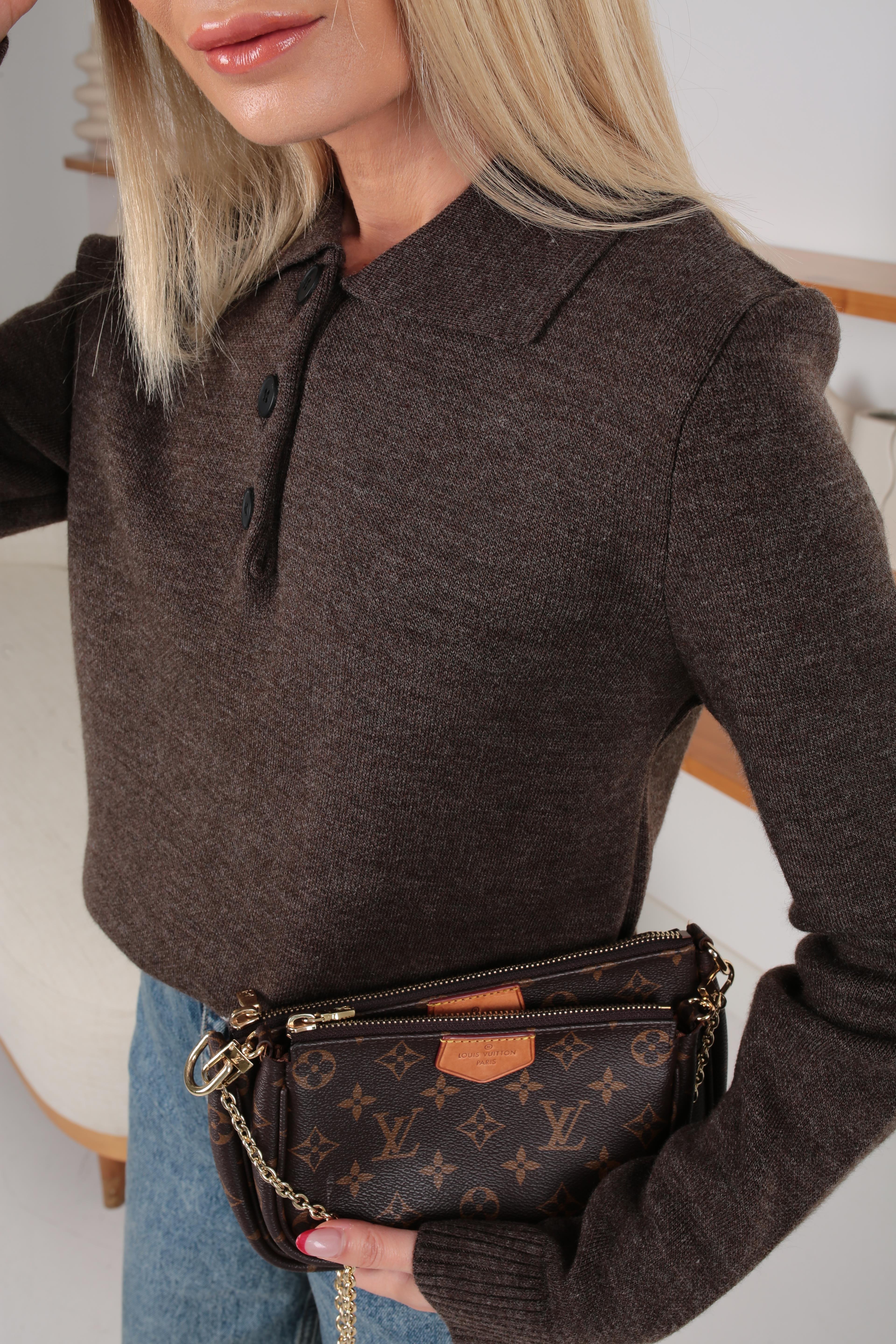 Polo Yaka 3 Düğmeli Kahve Kazak TRİKO VE KAZAK