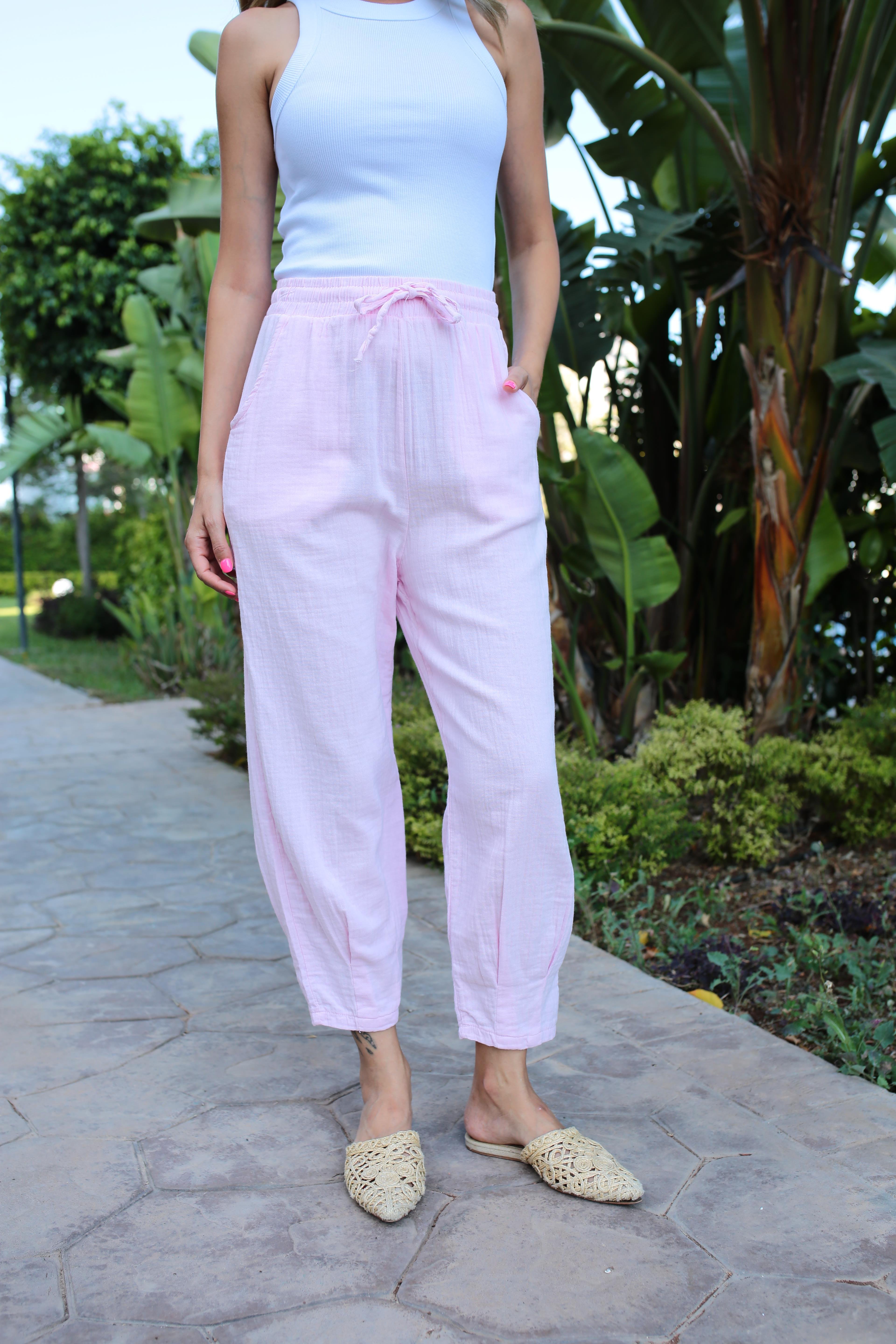 Şalvar Kesim Pembe Müslin Pantolon PANTOLON | NO33