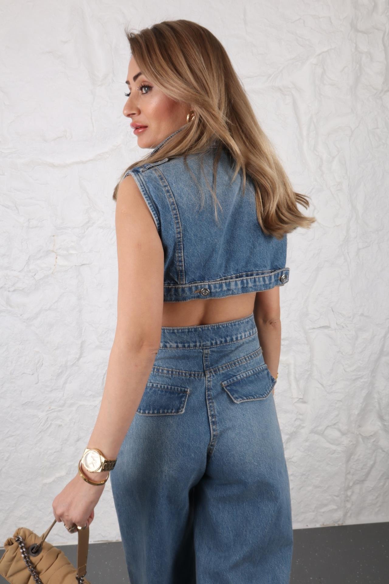 Sırt Detay Kolsuz Kot Tulum TULUM