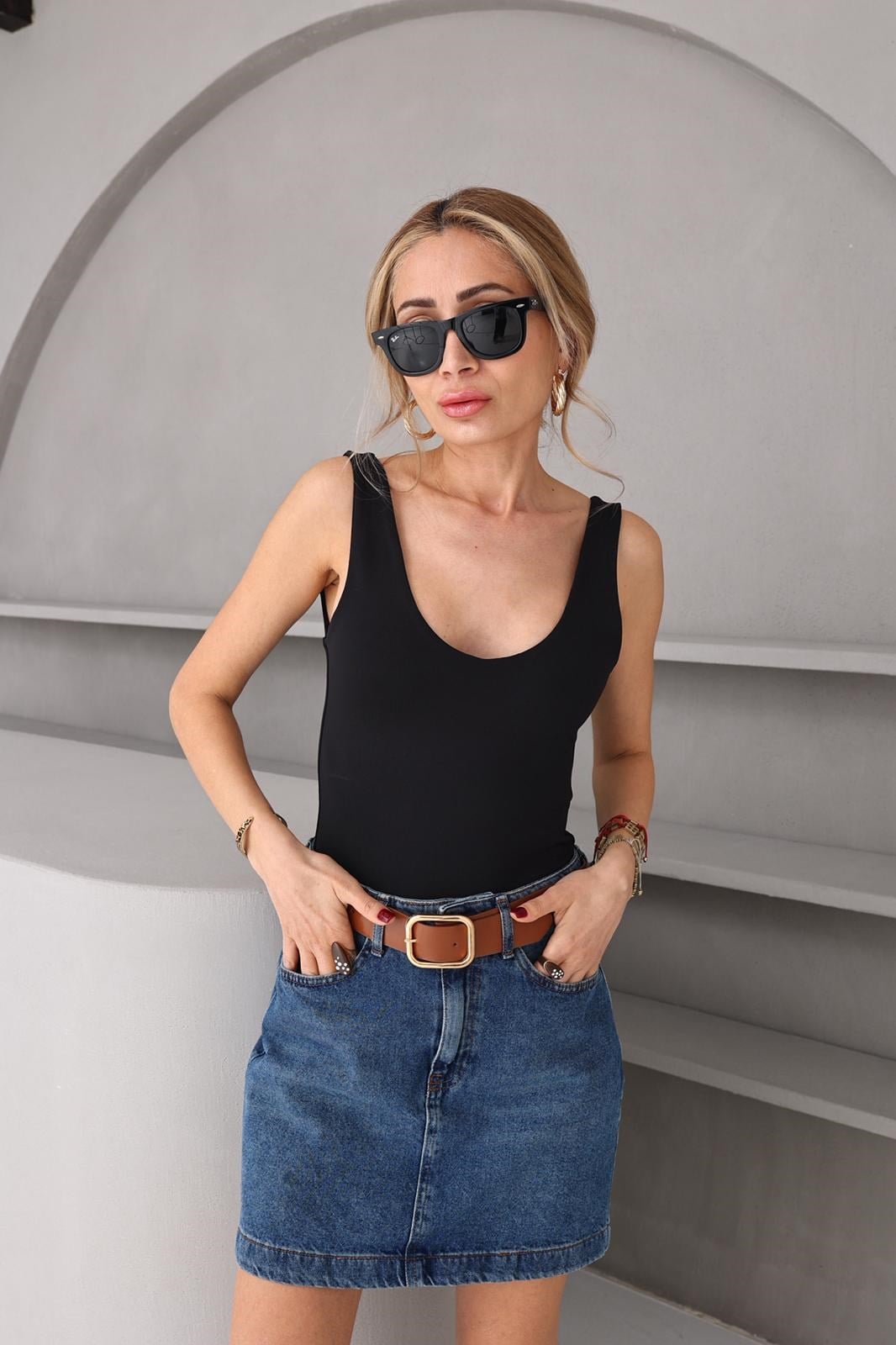 Sırtı Açık Siyah Buzzy Bodysuit BLUZ | NO33