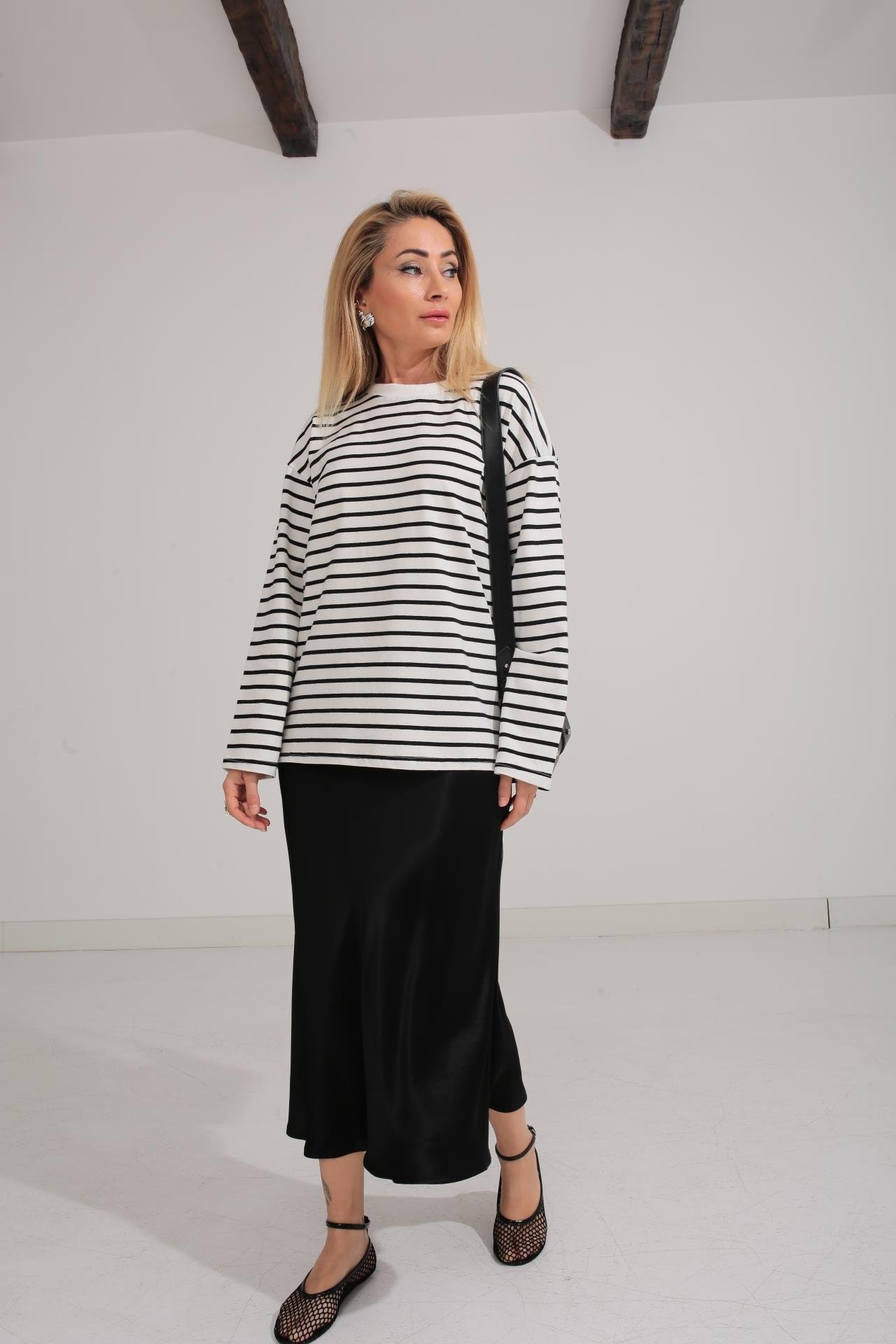 Siyah Çizgili İnce Sweat SWEATSHİRT