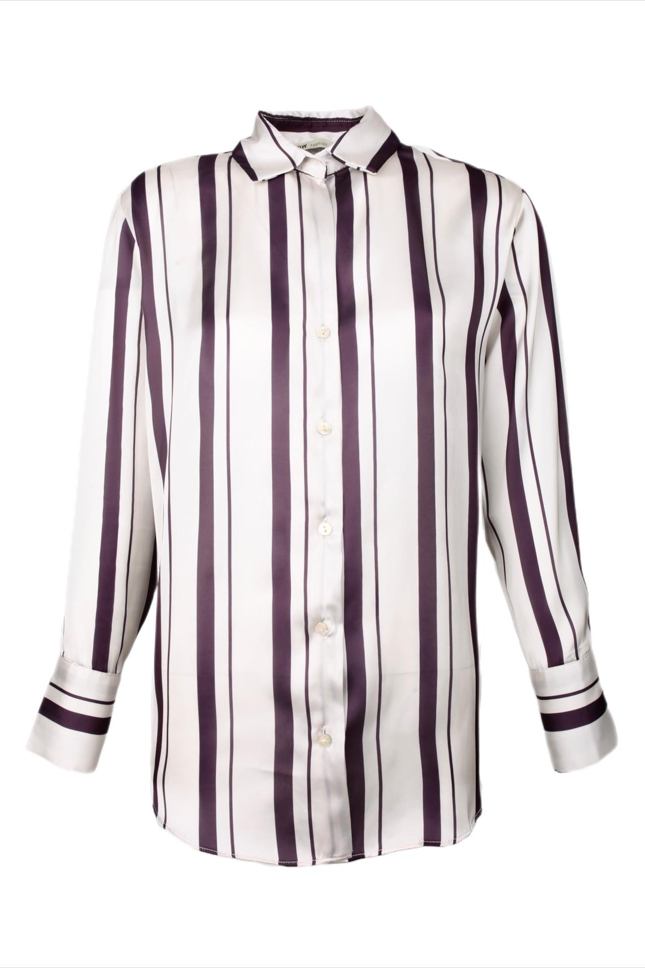 Siyah Çizgili Saten Gömlek GÖMLEK