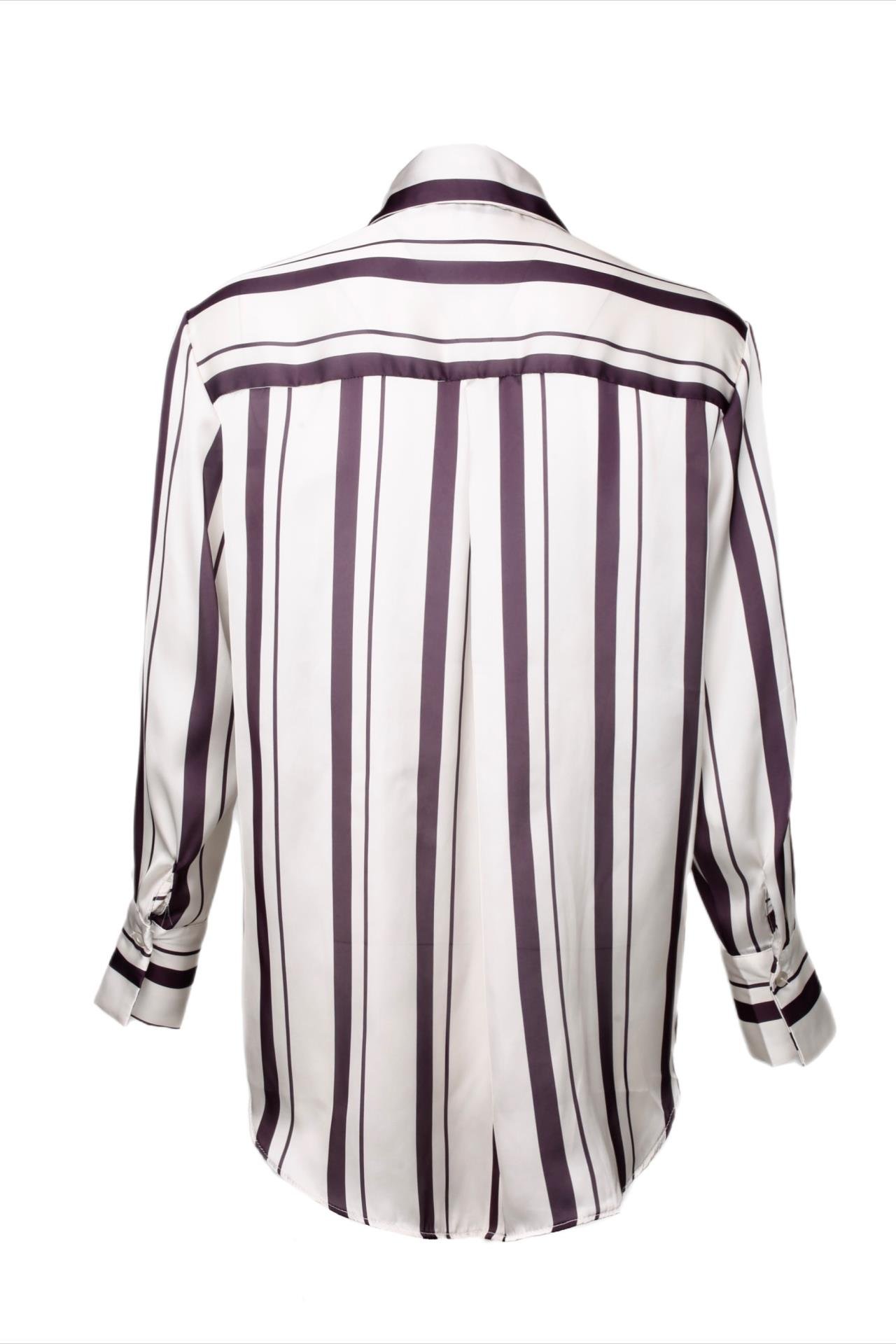 Siyah Çizgili Saten Gömlek GÖMLEK