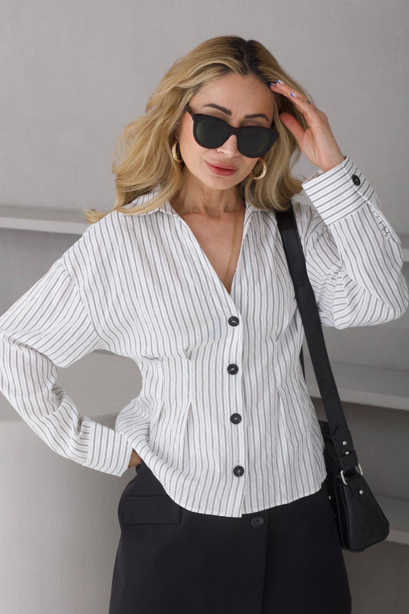 Siyah Çizgili Slim Fit Gömlek GÖMLEK | NO33