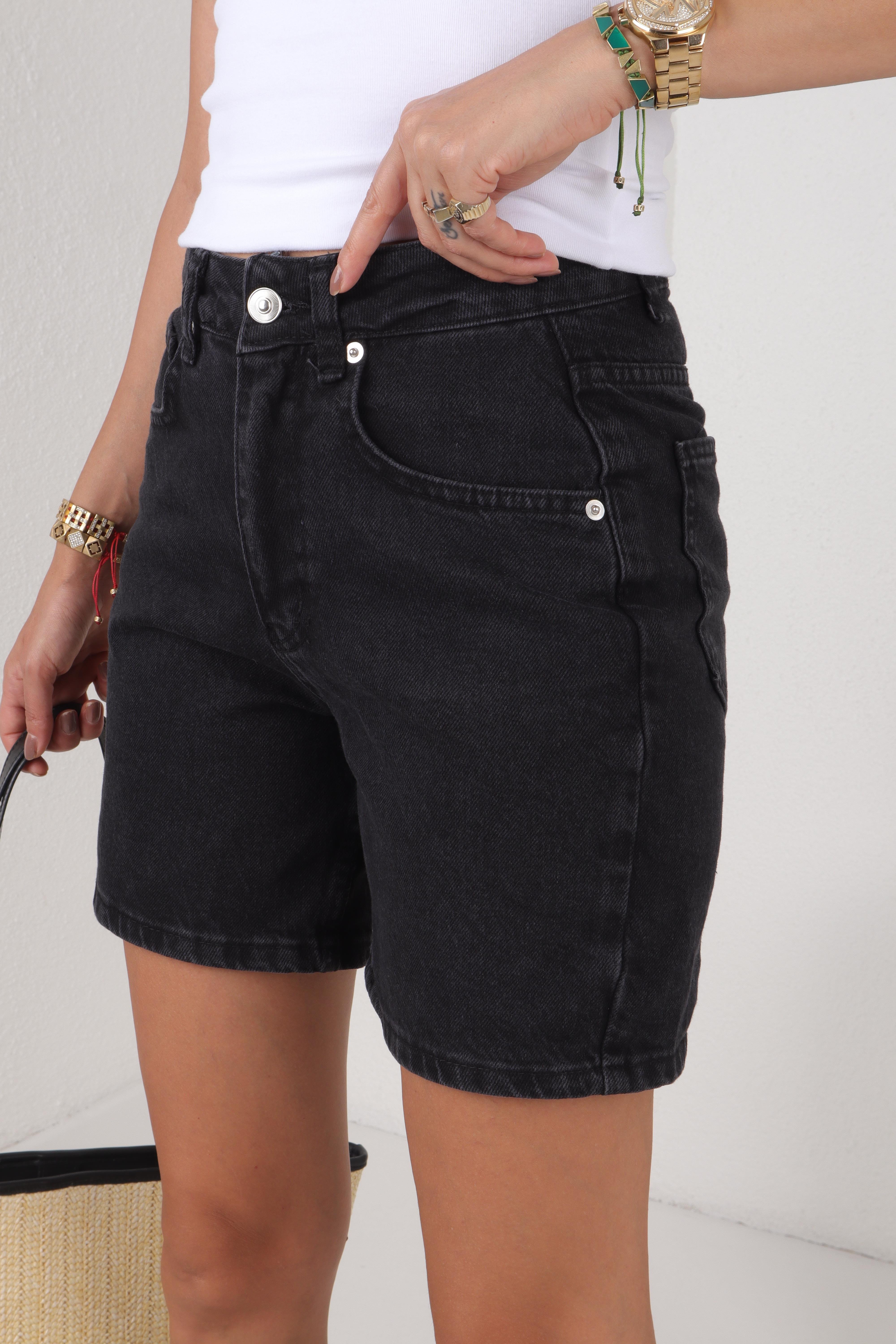 Siyah Denim Şort ŞORT