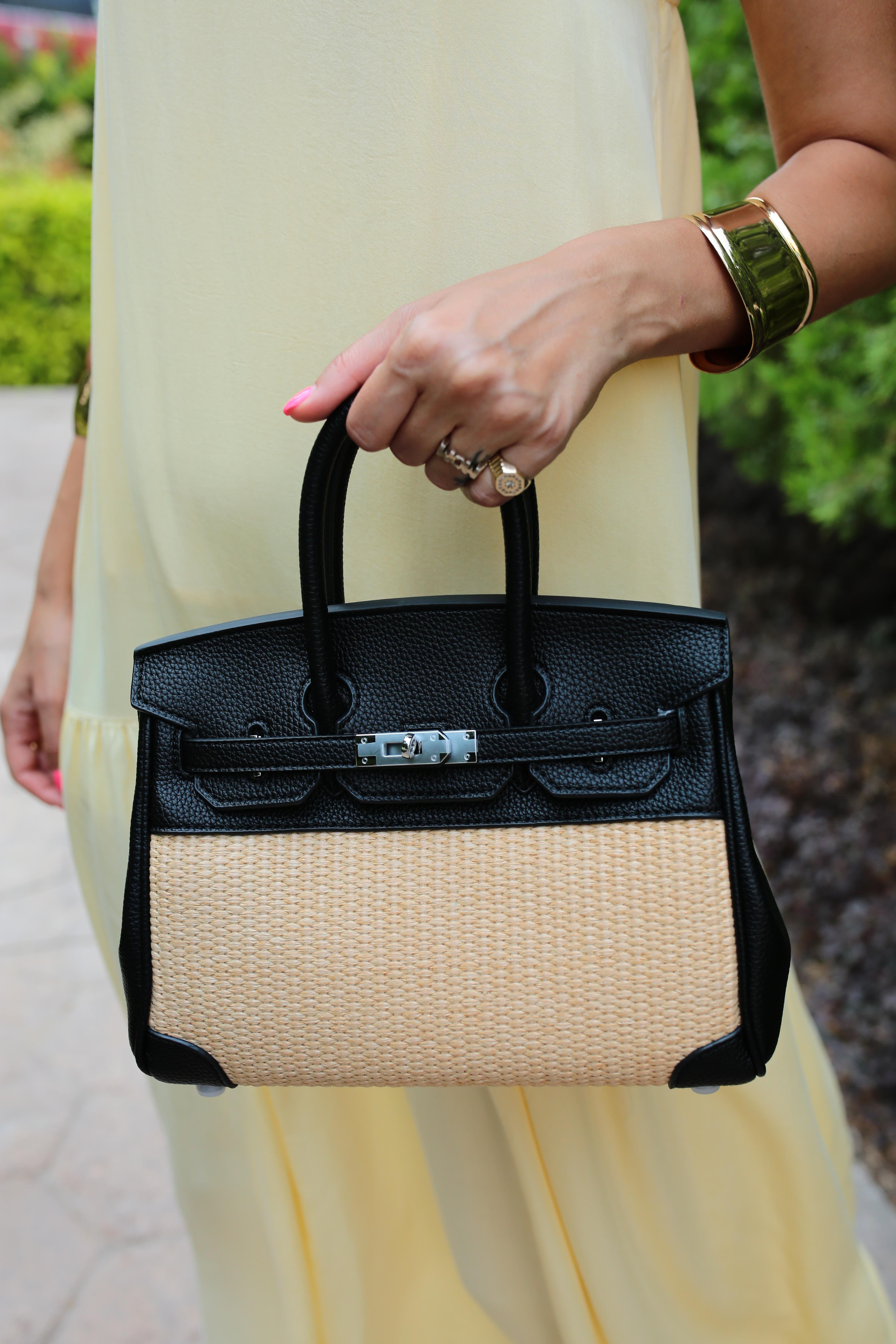 Siyah Kilitli Hasır Küçük İthal Çanta ÇANTA | NO33