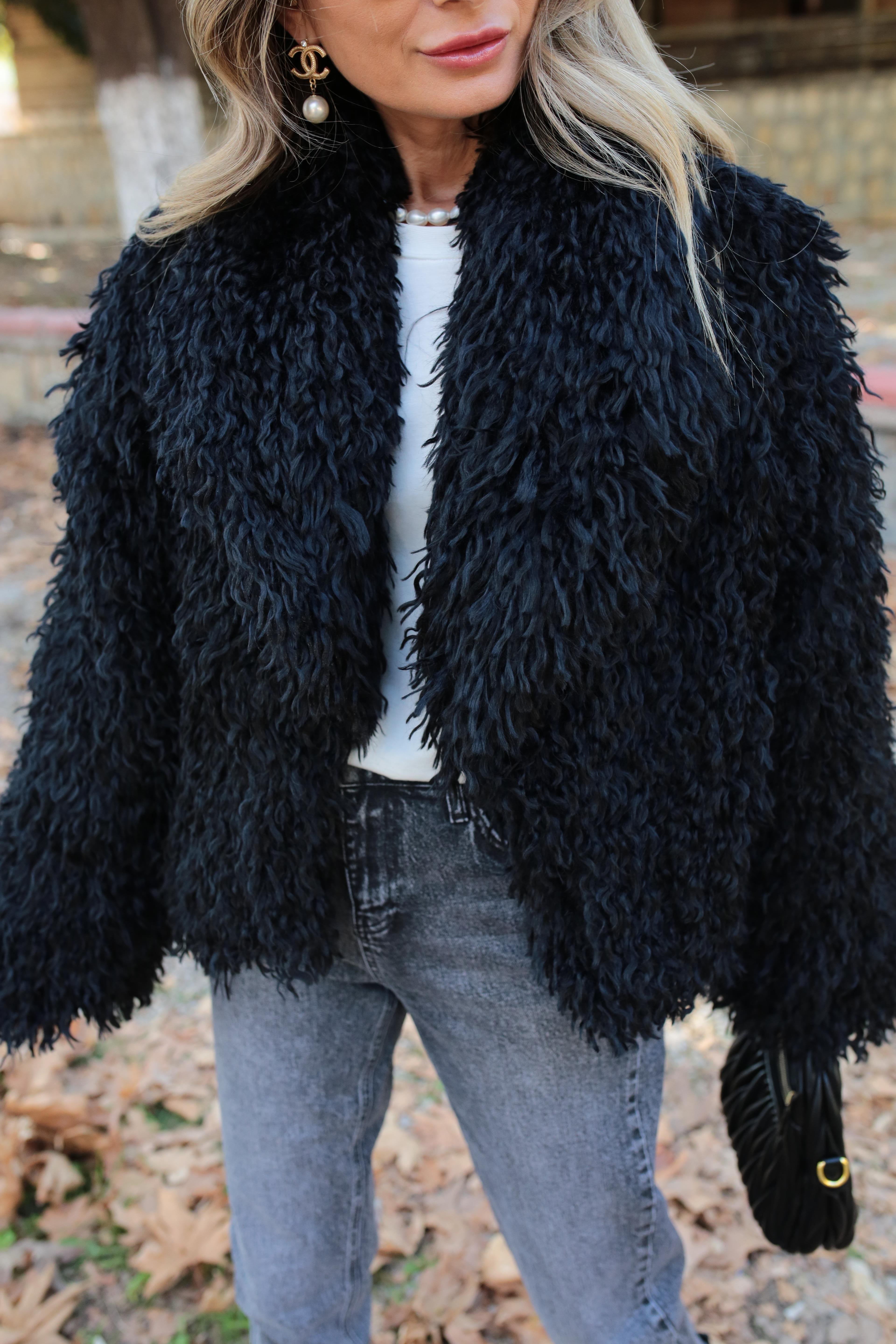 Siyah Kısa Premium Kürk KABAN