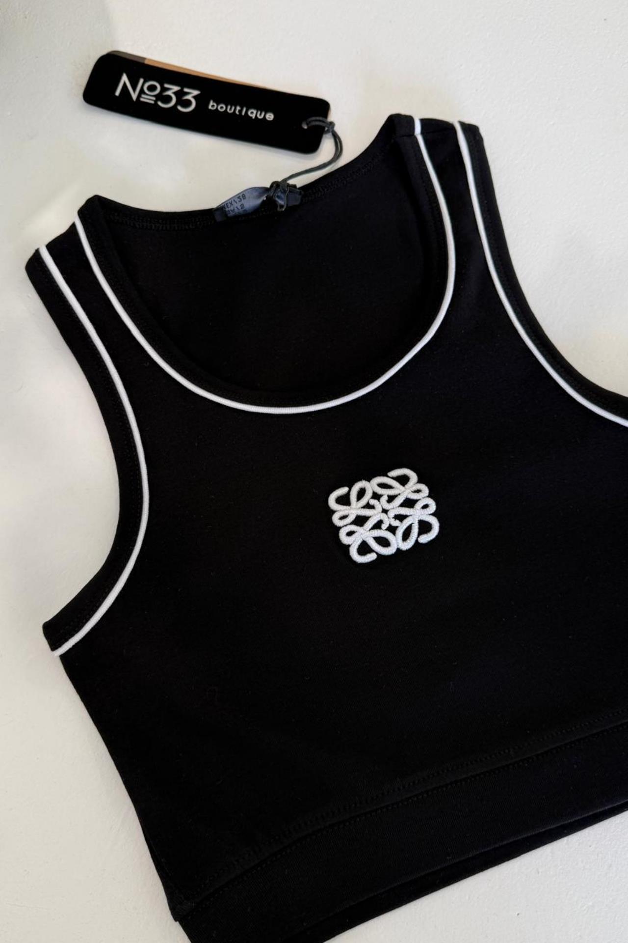 Siyah Nakışlı Biyeli Crop CROP | NO33