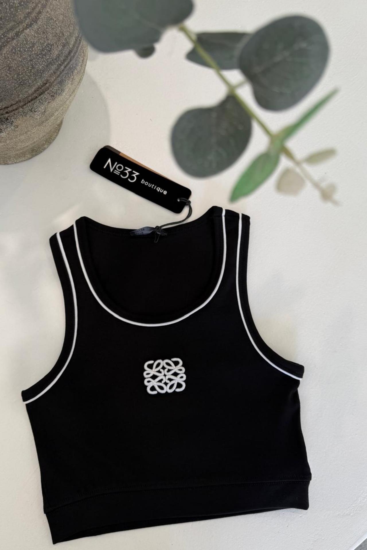 Siyah Nakışlı Biyeli Crop CROP | NO33