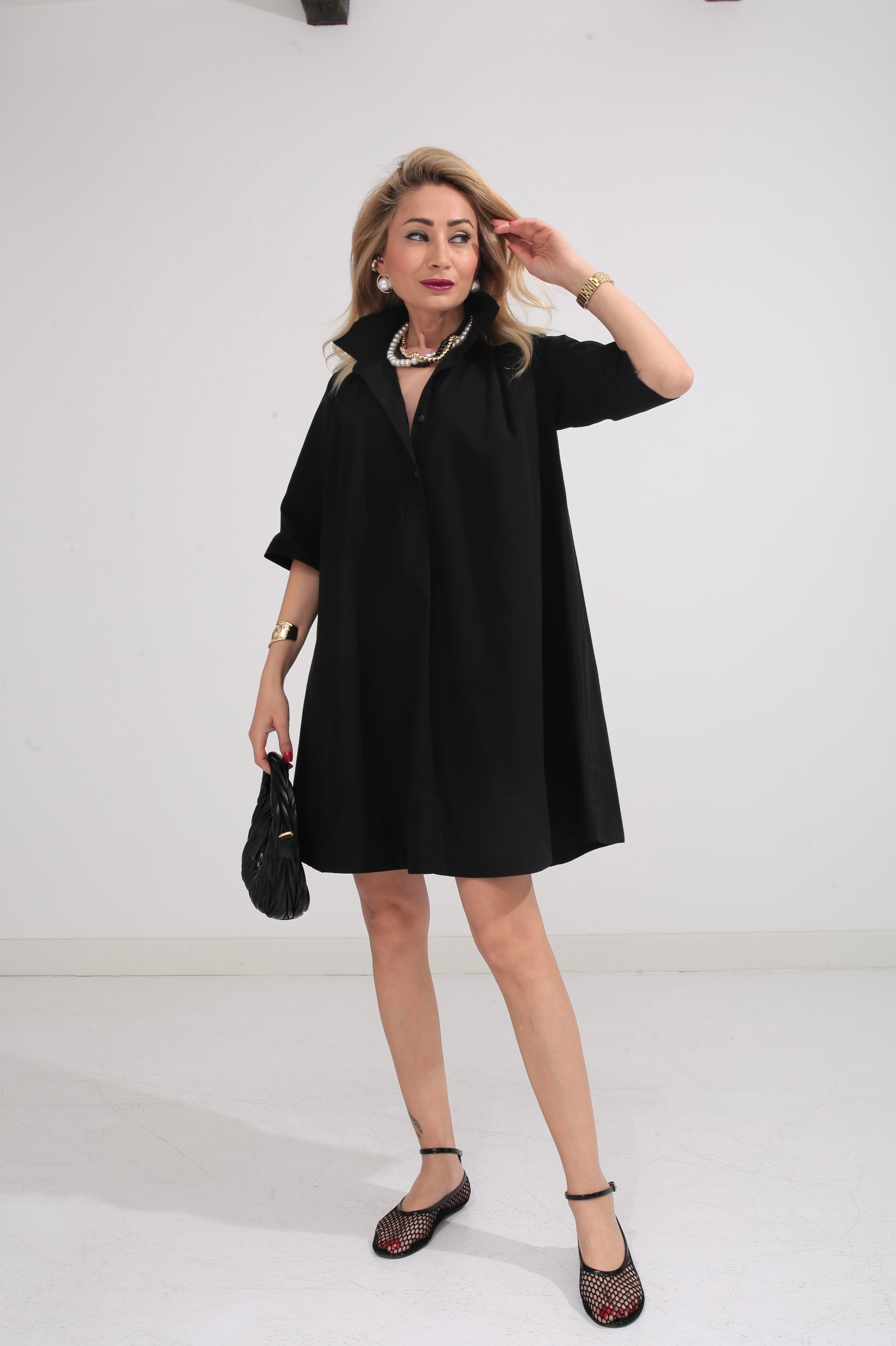 Siyah Oversize Gömlek Elbise ELBİSE | NO33