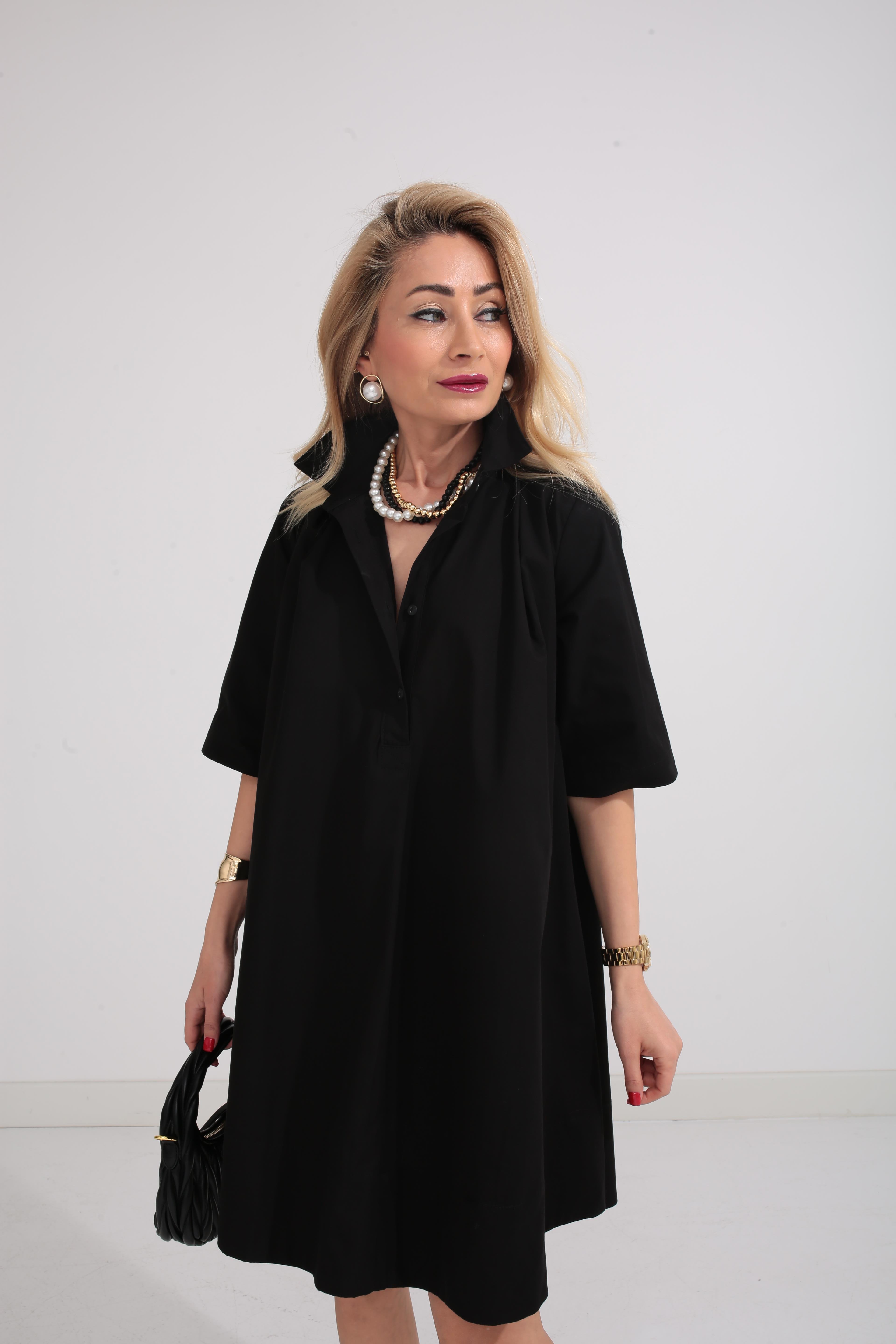 Siyah Oversize Gömlek Elbise ELBİSE | NO33