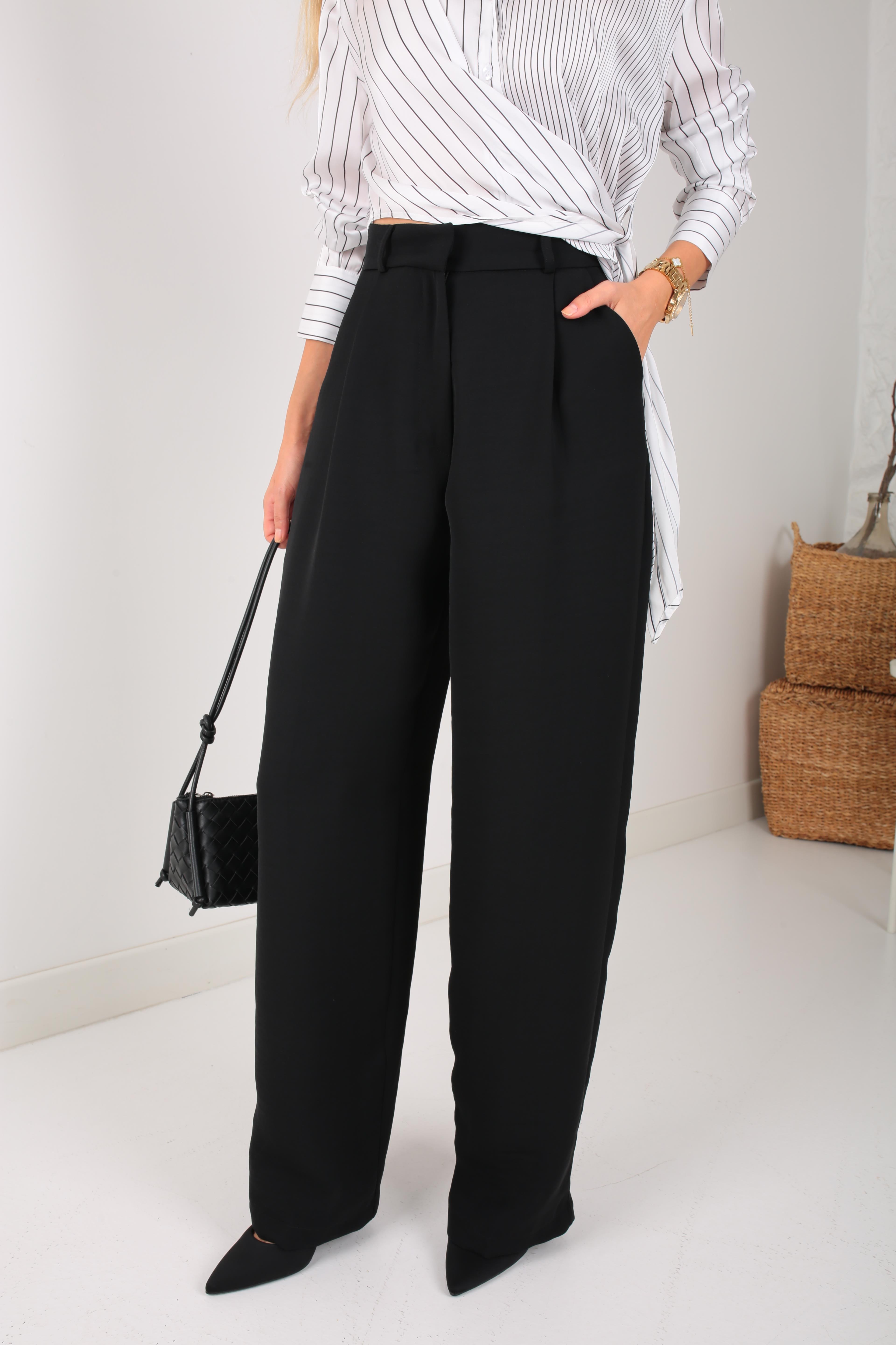 Siyah Palazzo Pantolon PANTOLON