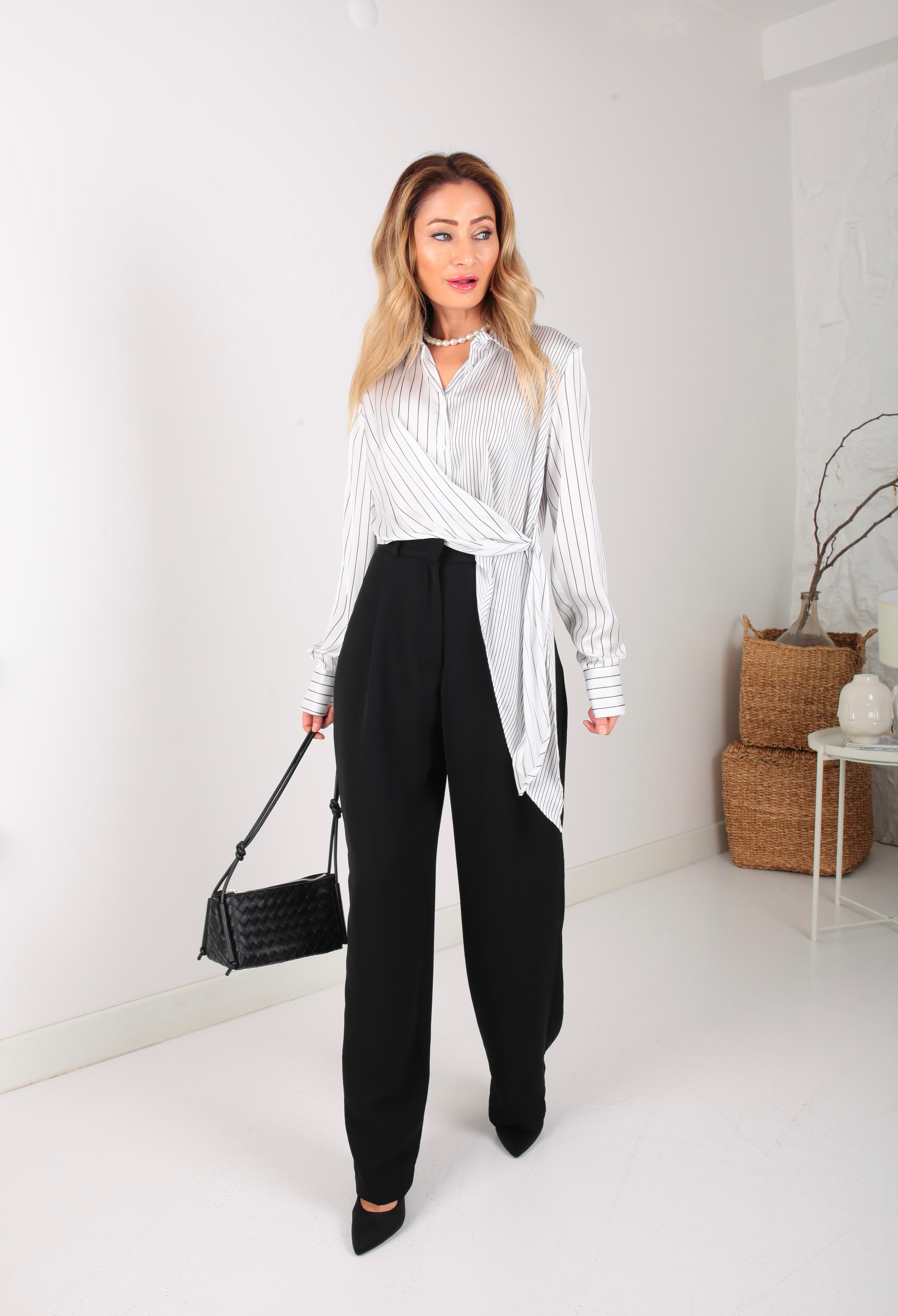 Siyah Palazzo Pantolon PANTOLON