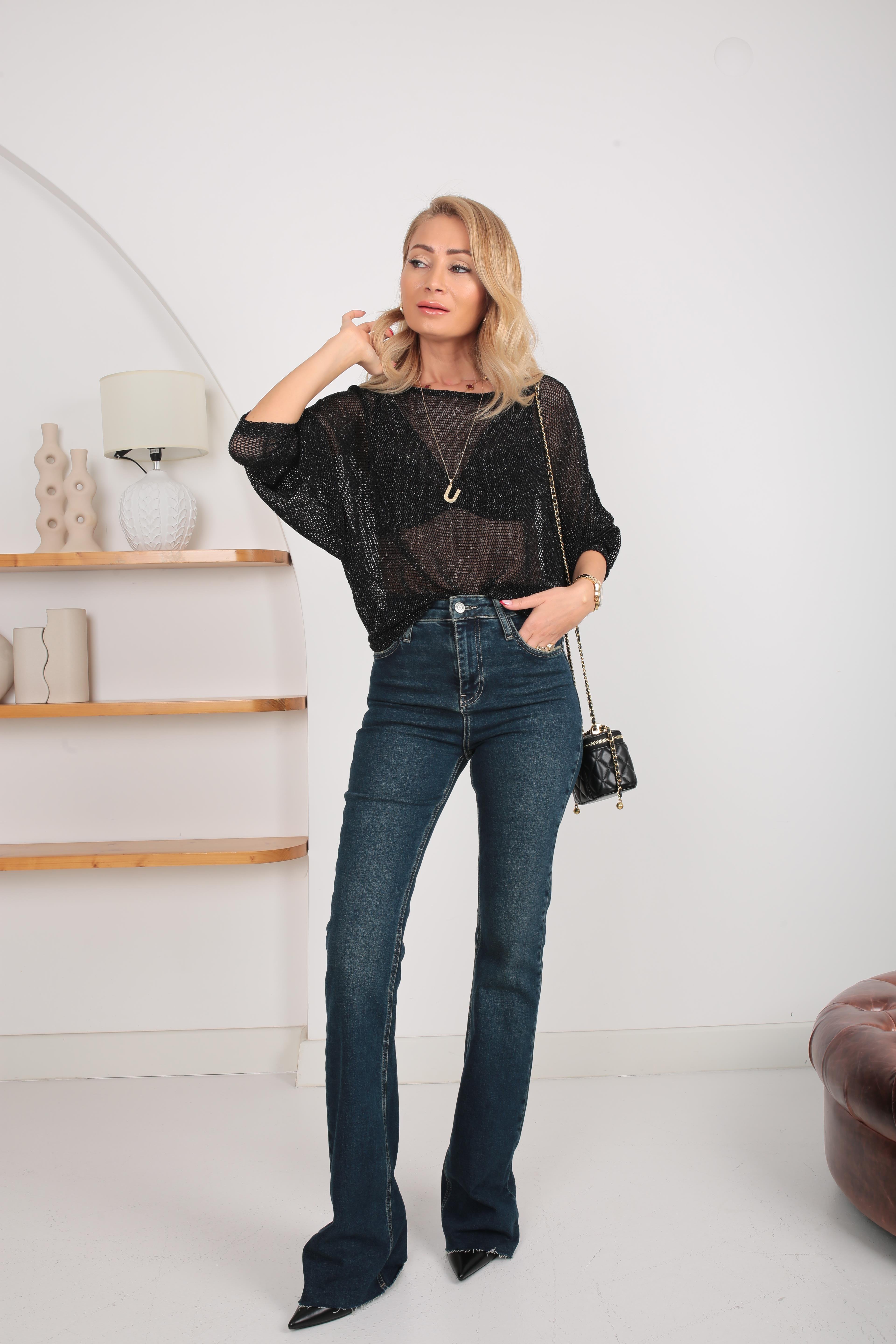 Siyah Simli File Bluz BLUZ