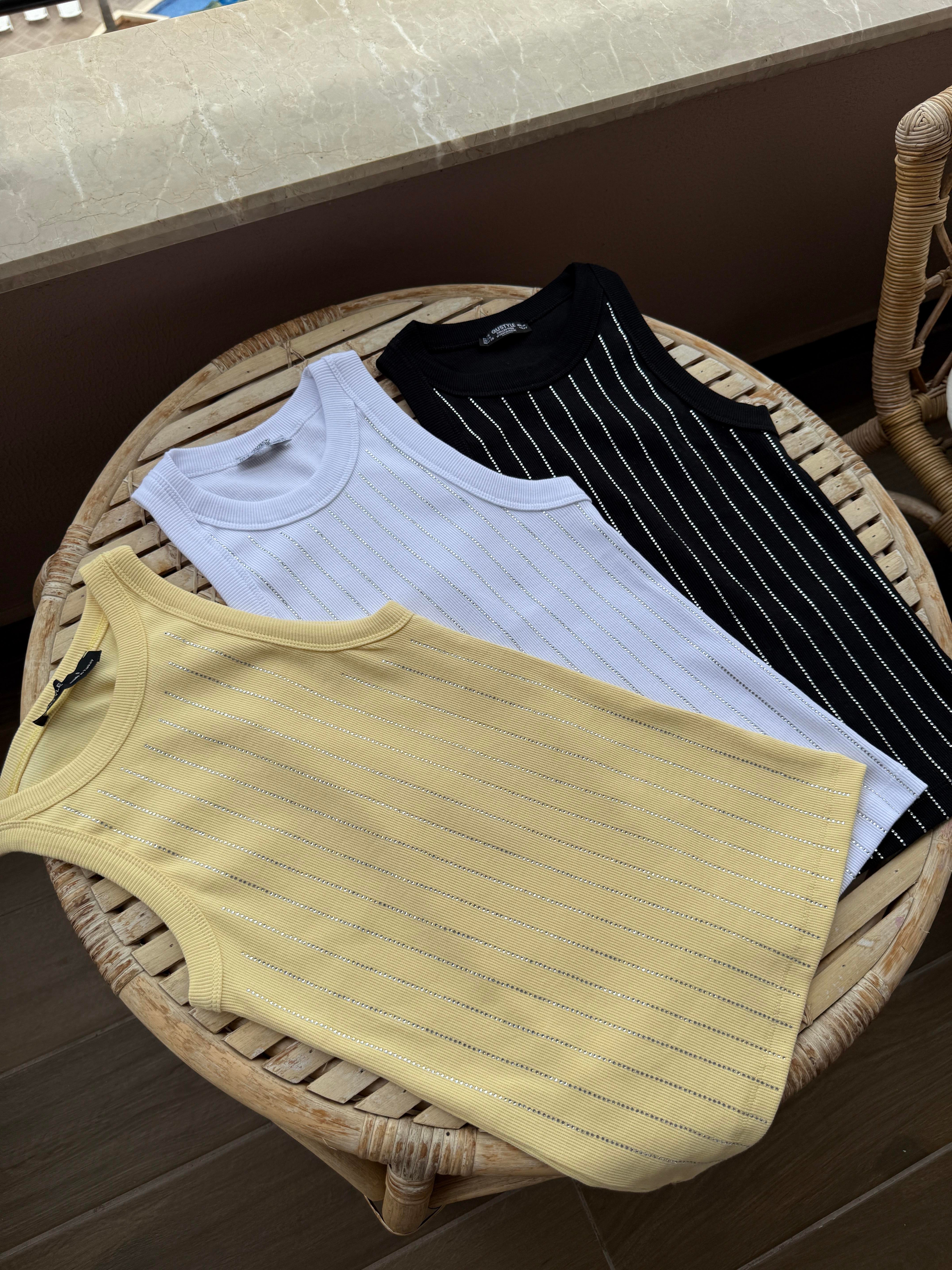 Siyah Sıralı Taşlı Fitilli Atlet ATLET | NO33