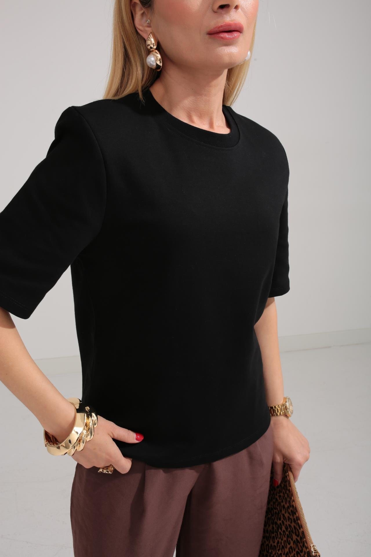 Siyah Vatkalı Basic Tshirt T-SHİRT | NO33