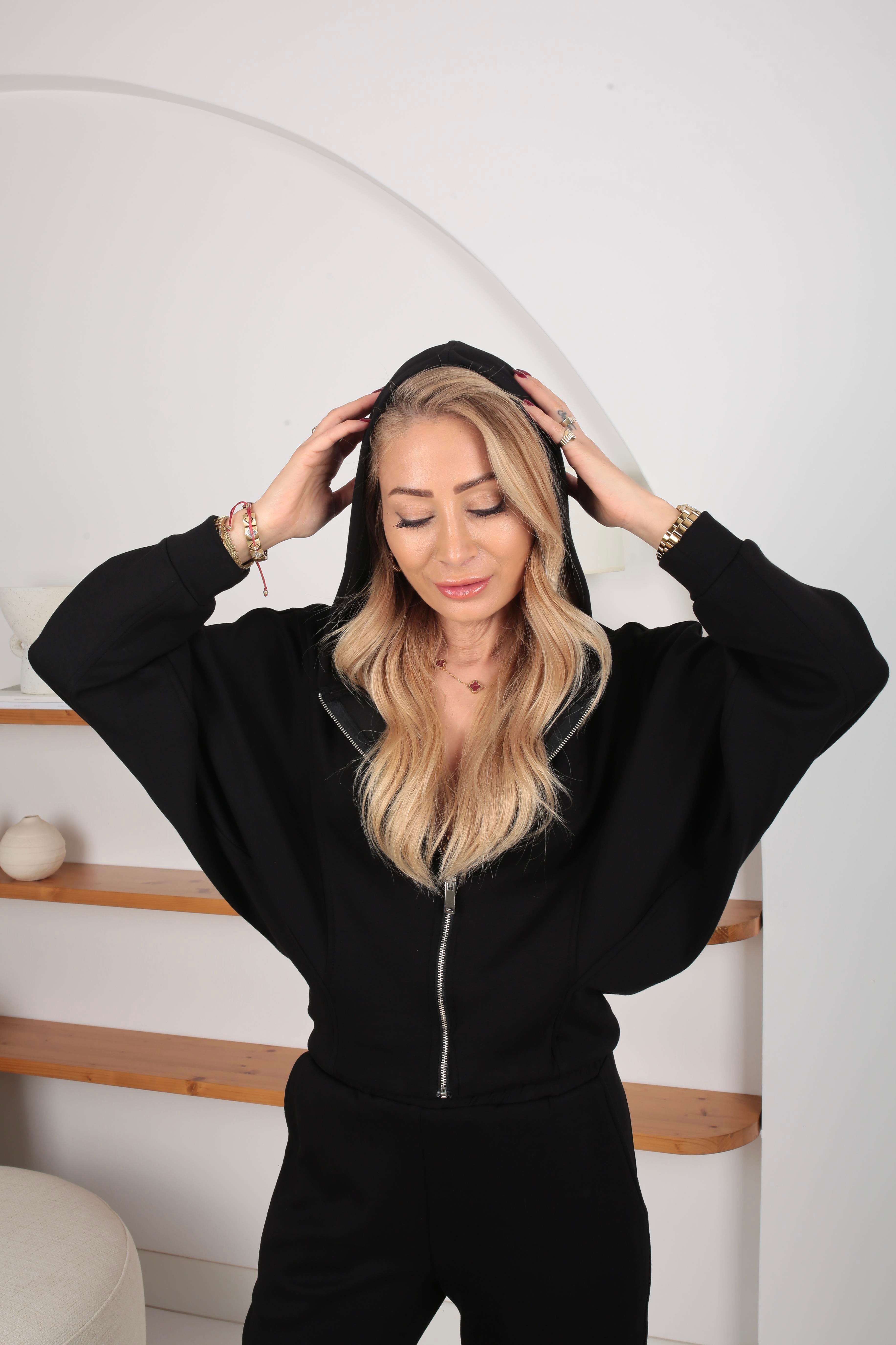 Siyah Yarasa Kol Kapişonlu Oys Spor Takım SPOR TAKIMLAR