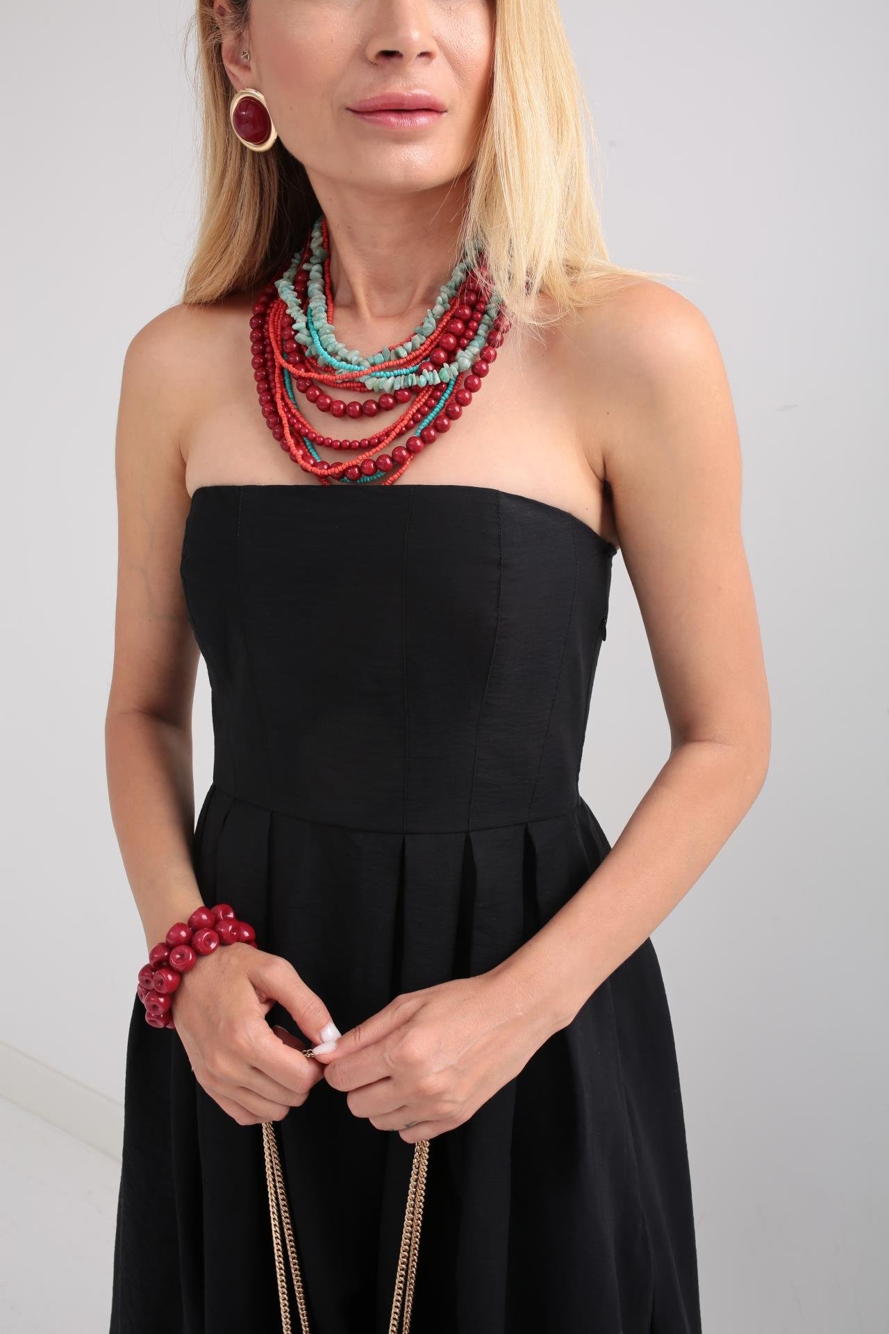 Staplez Sırtı Lastikli Siyah Elbise ELBİSE | NO33