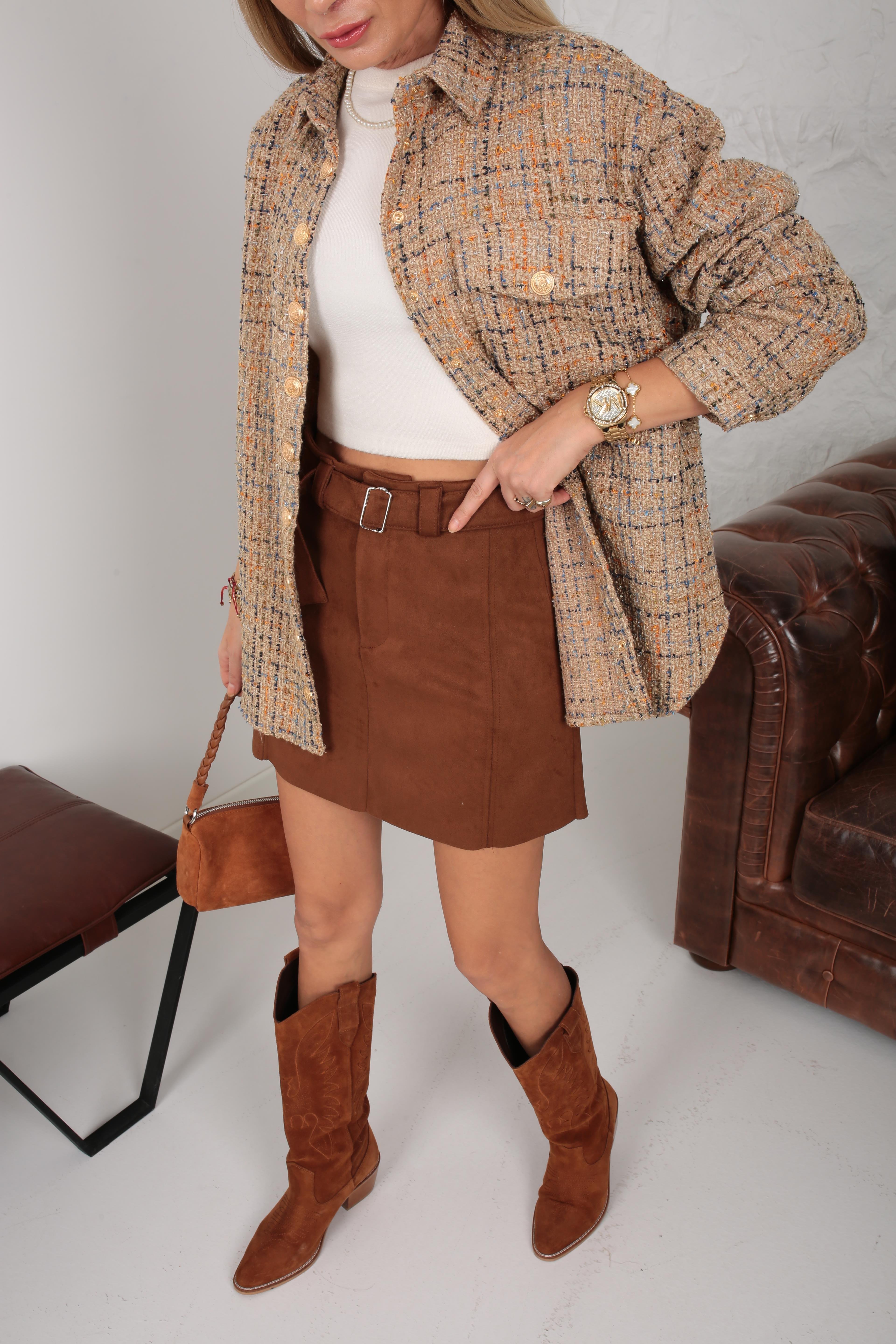 Taba Kemerli Kısa Nubuk Etek ETEK