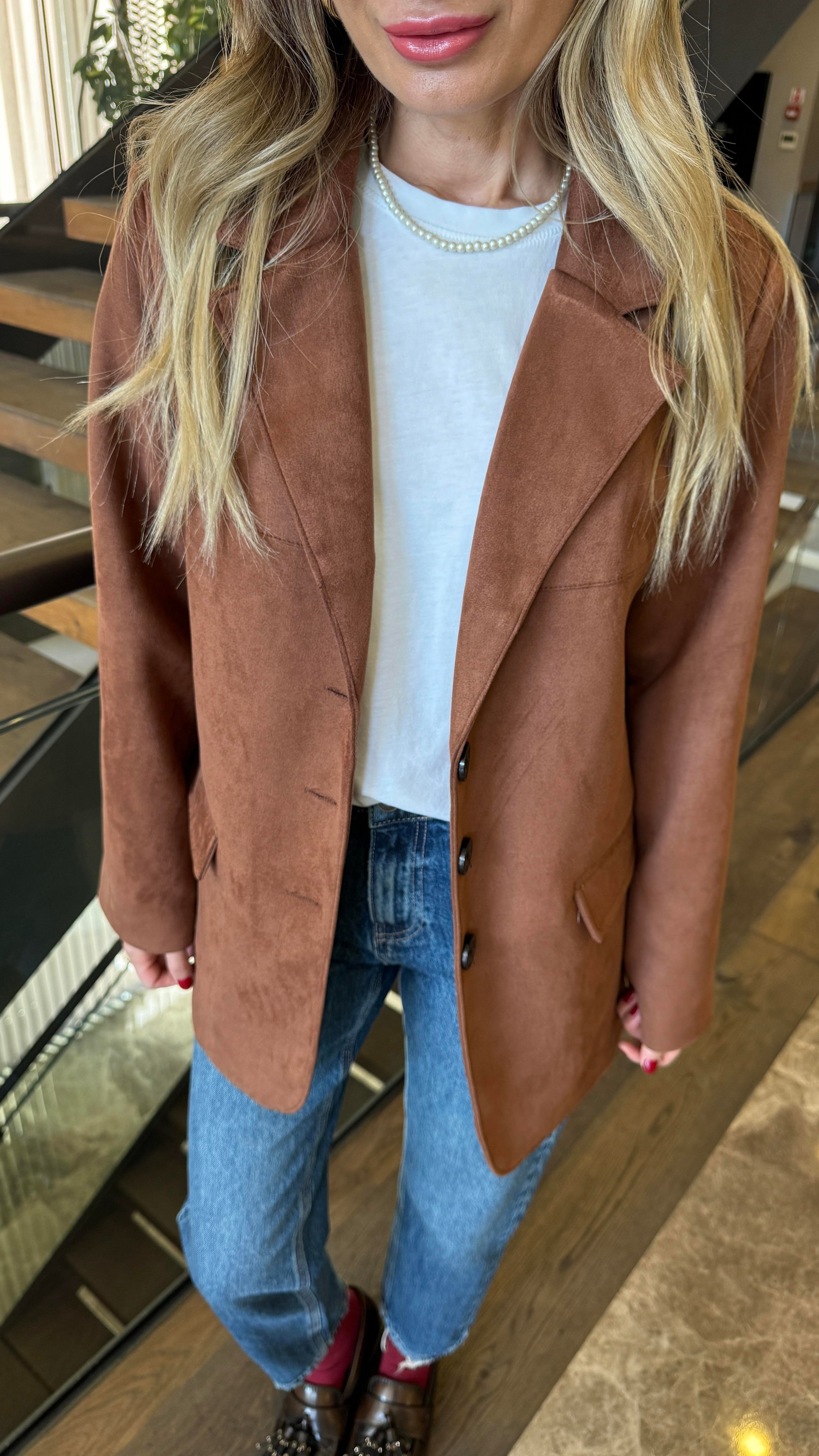 Taba Nubuk Blazer Ceket CEKET